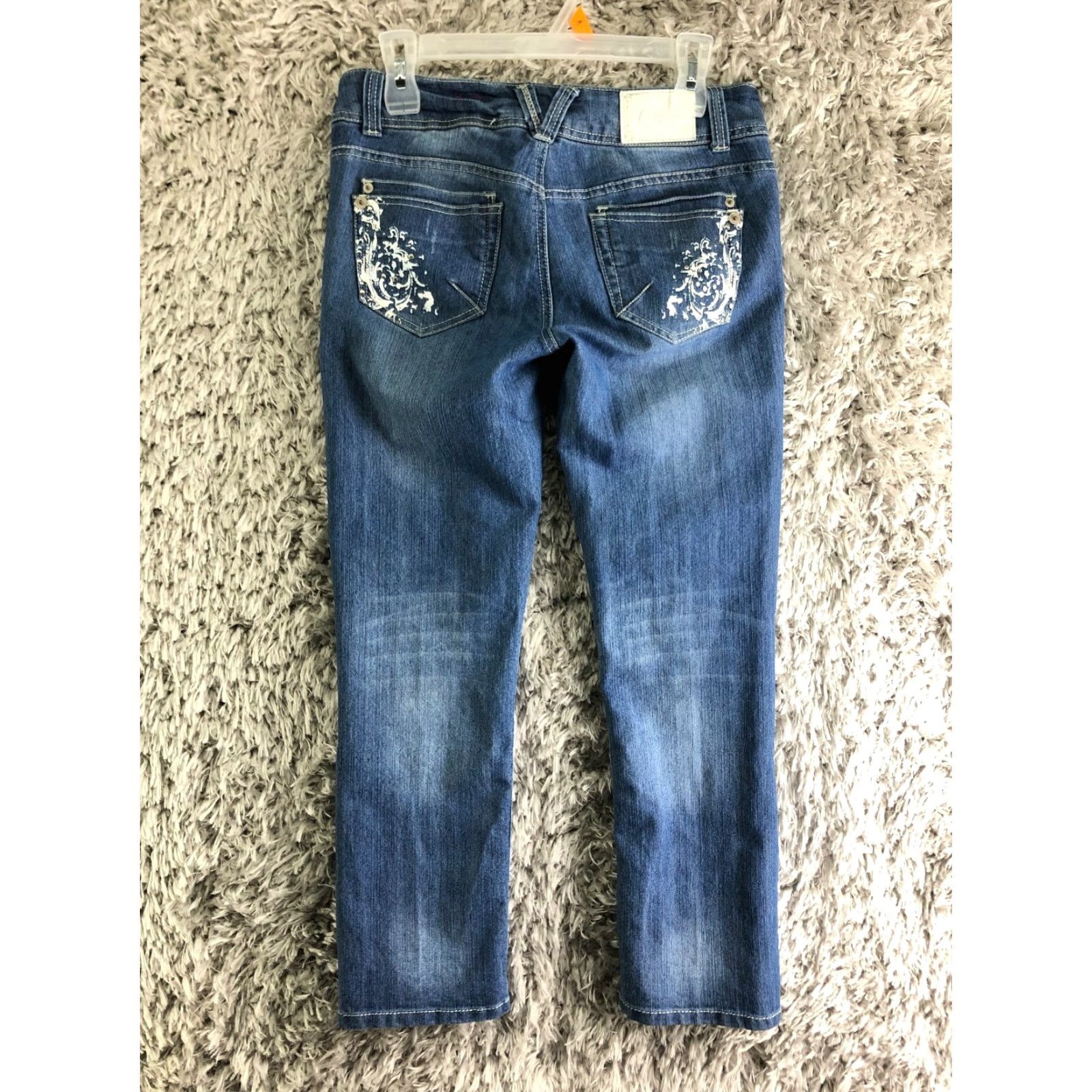 Vintage Candies Accented Pocket Womens Size 7 Mid Rise Skinny Jeans Blue Medium Wash Size 28" / US 6 / IT 42 - 5 Thumbnail