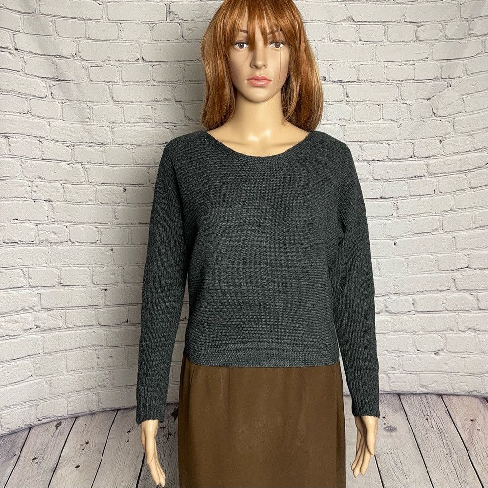 Elie Tahari Tahari Wool Blend Dark Grey Ribbed Sweater Size XS Size XS / US 0-2 / IT 36-38 - 1 Thumbnail