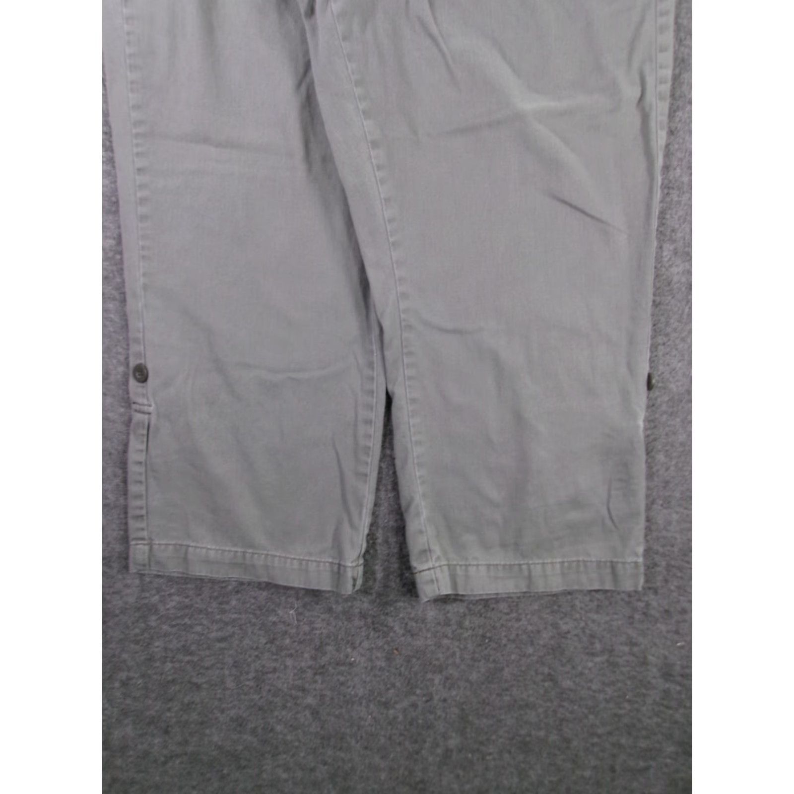 Vintage Riders Women Capri Pants Size 10 Gray Solid Preppy Casual Summer Stretch Size 32" / US 10 / IT 46 - 3 Thumbnail