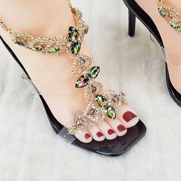 Other Breezy Jewels Rhinestone 4" High Heel Sandals Prom Wedding P Size US 6.5 / IT 36.5 - 3 Thumbnail