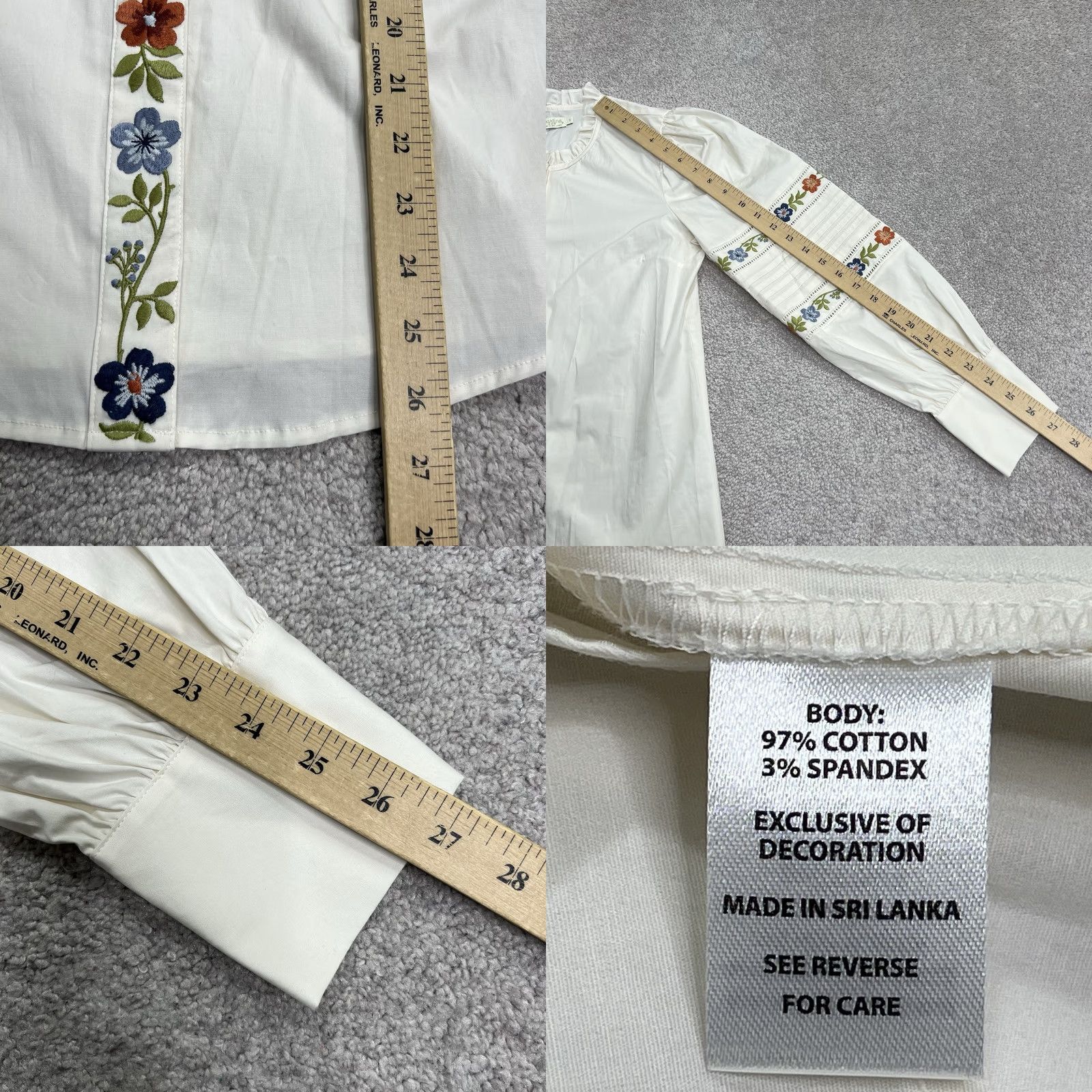 Vintage Spartina 449 Shirt Small Long Sleeve Button Front Cotton Embroidered Floral Womens Size S / US 4 / IT 40 - 9 Thumbnail