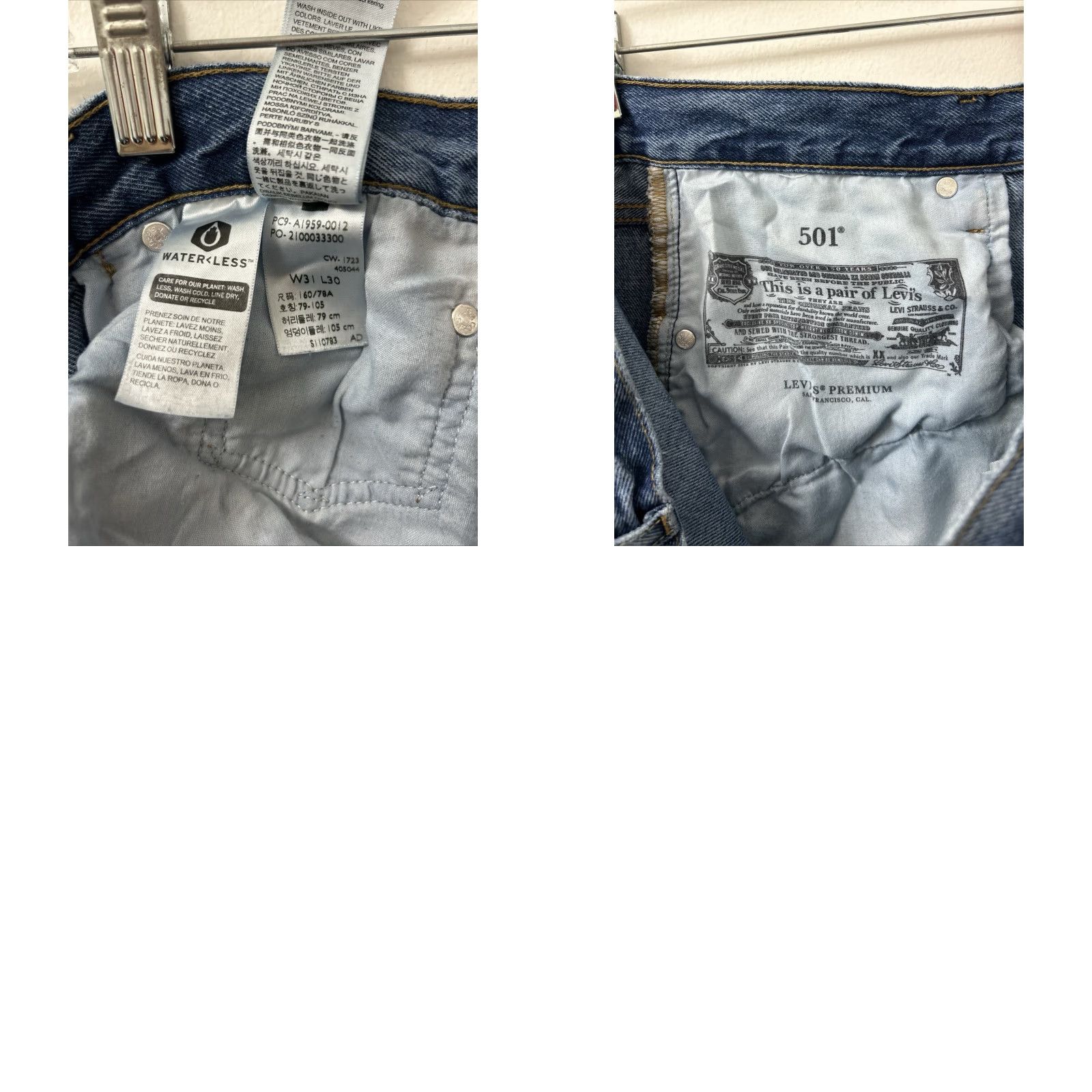 Levi's VINTAGE Levi's 501 Jeans Mens 31x30 Blue Big E Original Fit Straight Button Fly 90s Retro USA Mens Size US 31 - 9 Thumbnail