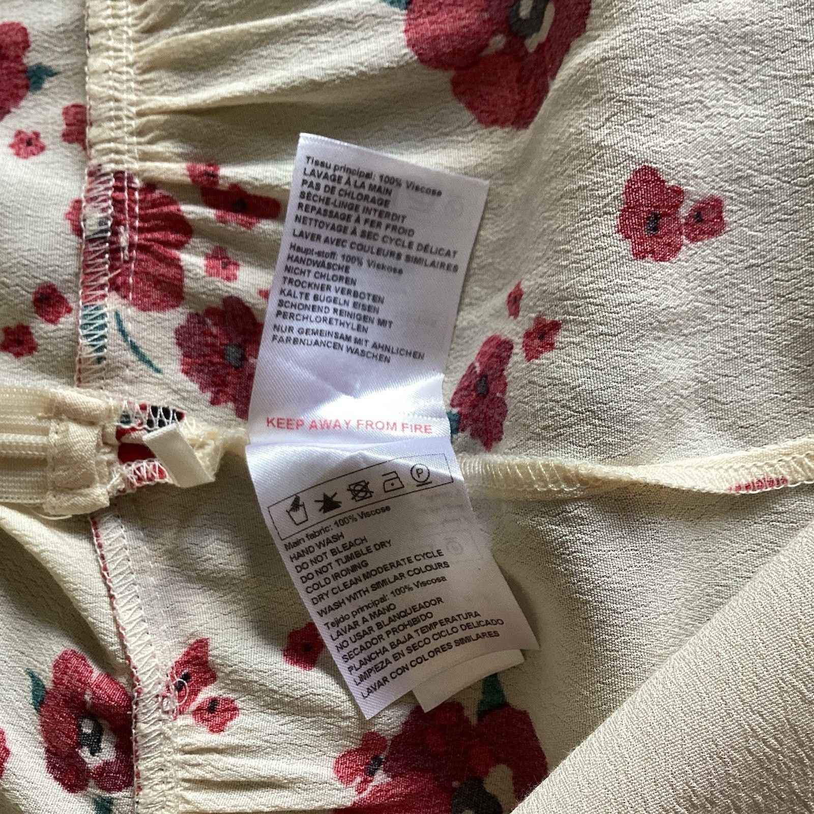 ba&sh ba&sh Bia Lady Mini Skirt Ecru Red Floral Tiered, Size 1 US6 Size 28" / US 6 / IT 42 - 10 Thumbnail
