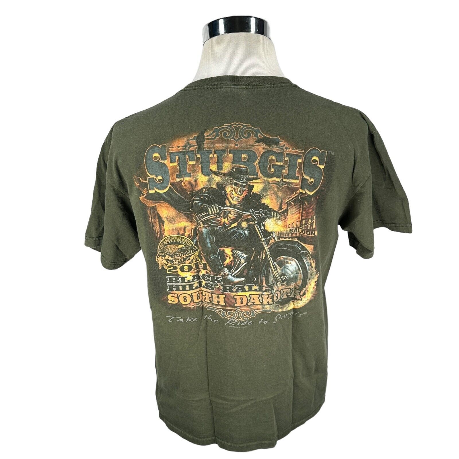 Anvil Sturgis Black Hills Rally 2011 T-Shirt Men's Large Green Size US L / EU 52-54 / 3 - 4 Thumbnail