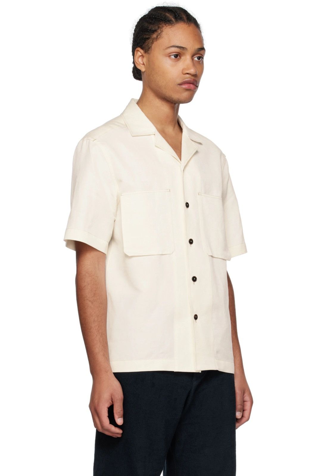 Ermenegildo Zegna NEW S Zegna Off White Pocket Safari Linen Silk Cotton Shirt Size US S / EU 44-46 / 1 - 1 Thumbnail