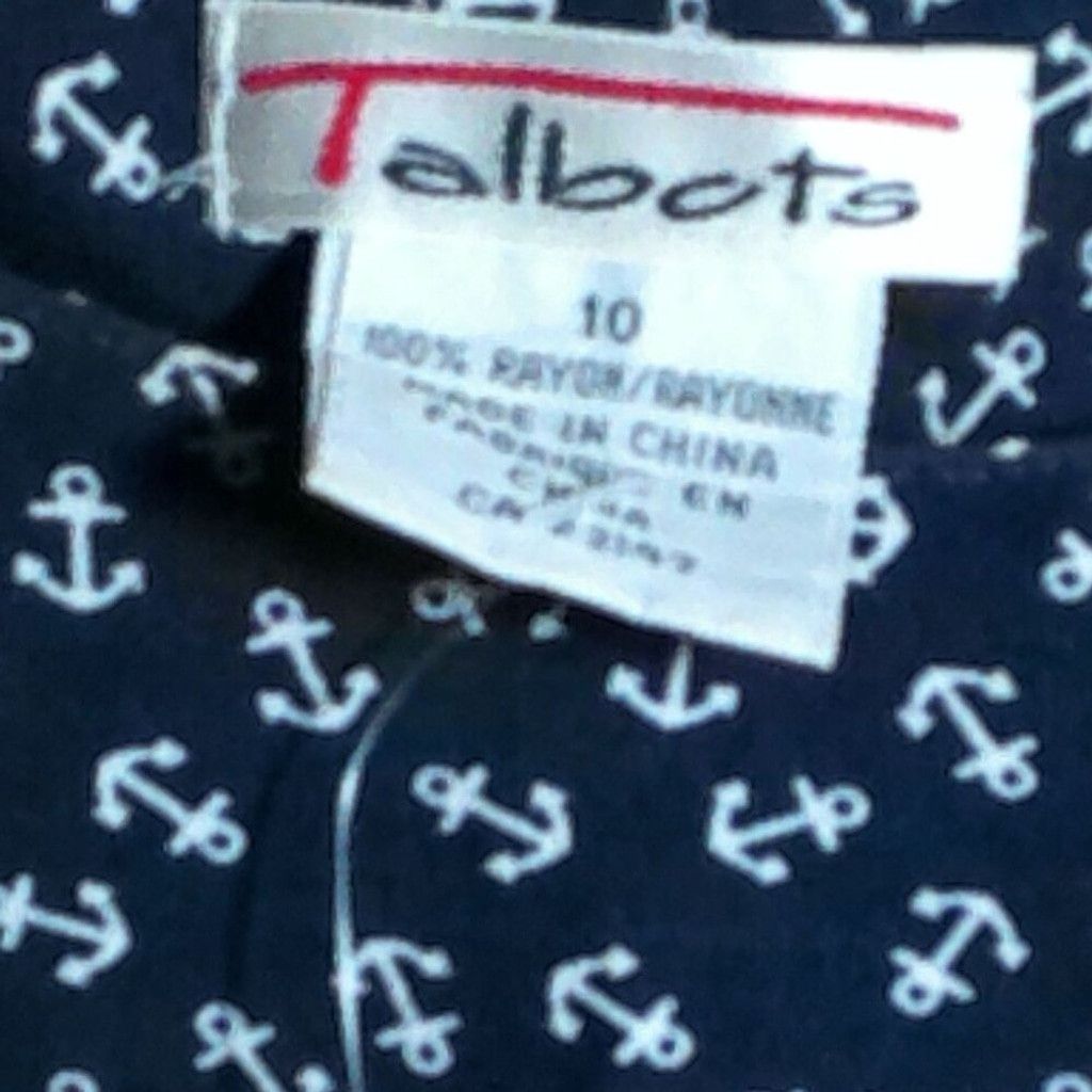 Talbots Talbots Navy Shirt with White Anchor Print Size L / US 10 / IT 46 - 3 Thumbnail