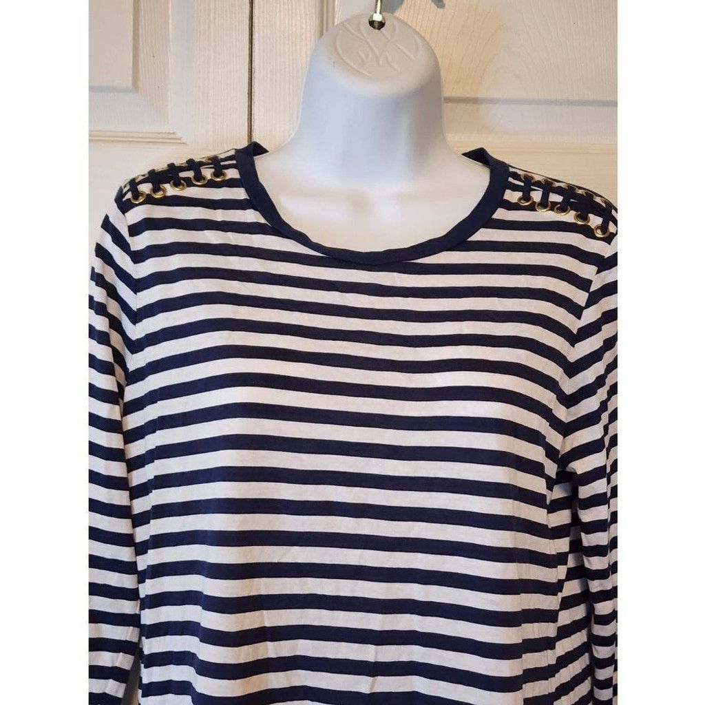 Michael Kors Michael kors Navy and White Striped Shirt Size XS / US 0-2 / IT 36-38 - 3 Thumbnail
