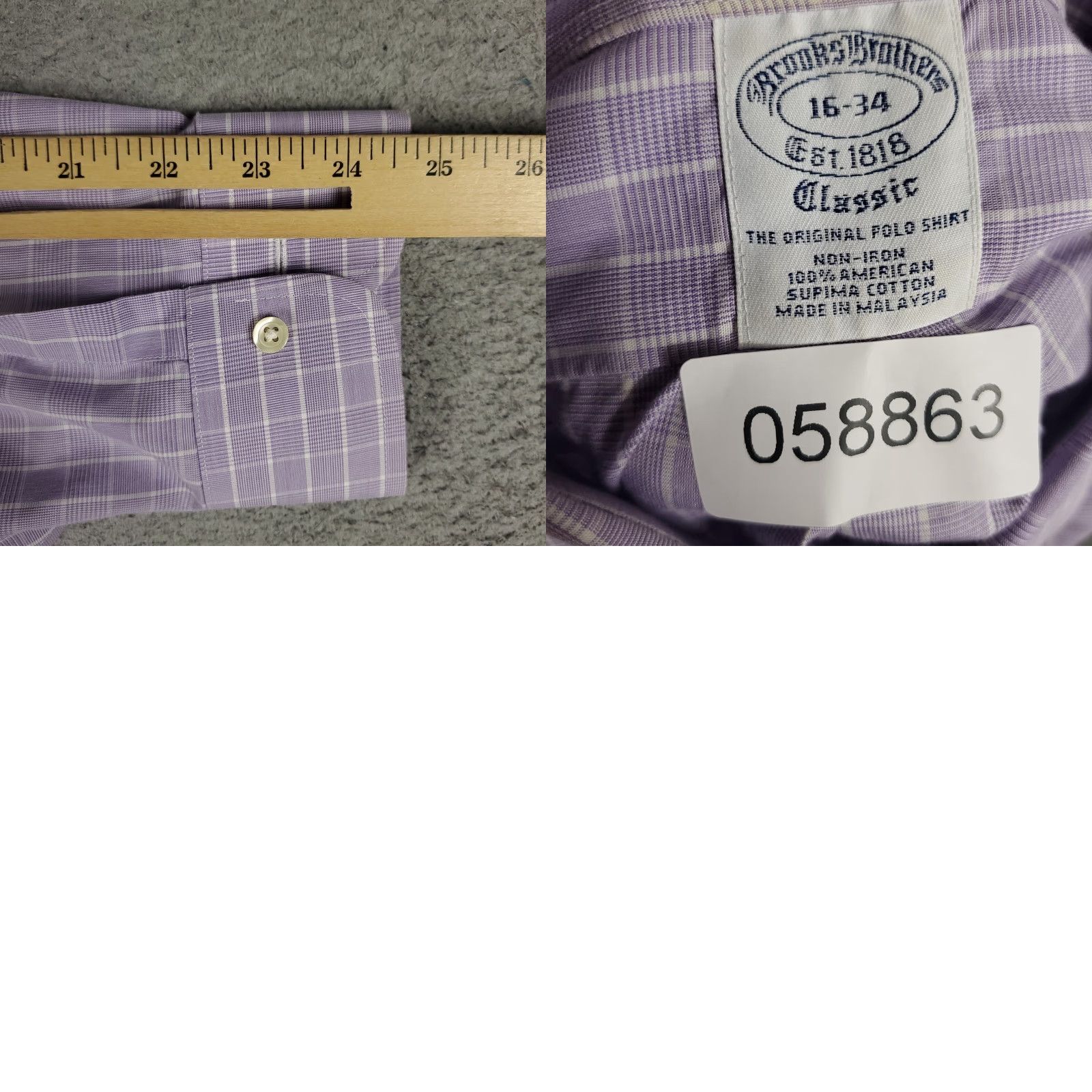 Brooks Brothers VINTAGE Brooks Brothers Dress Shirt Mens Size 16 Long Sleeve Purple Plaid Casual Business Formal Size 42R - 8 Thumbnail