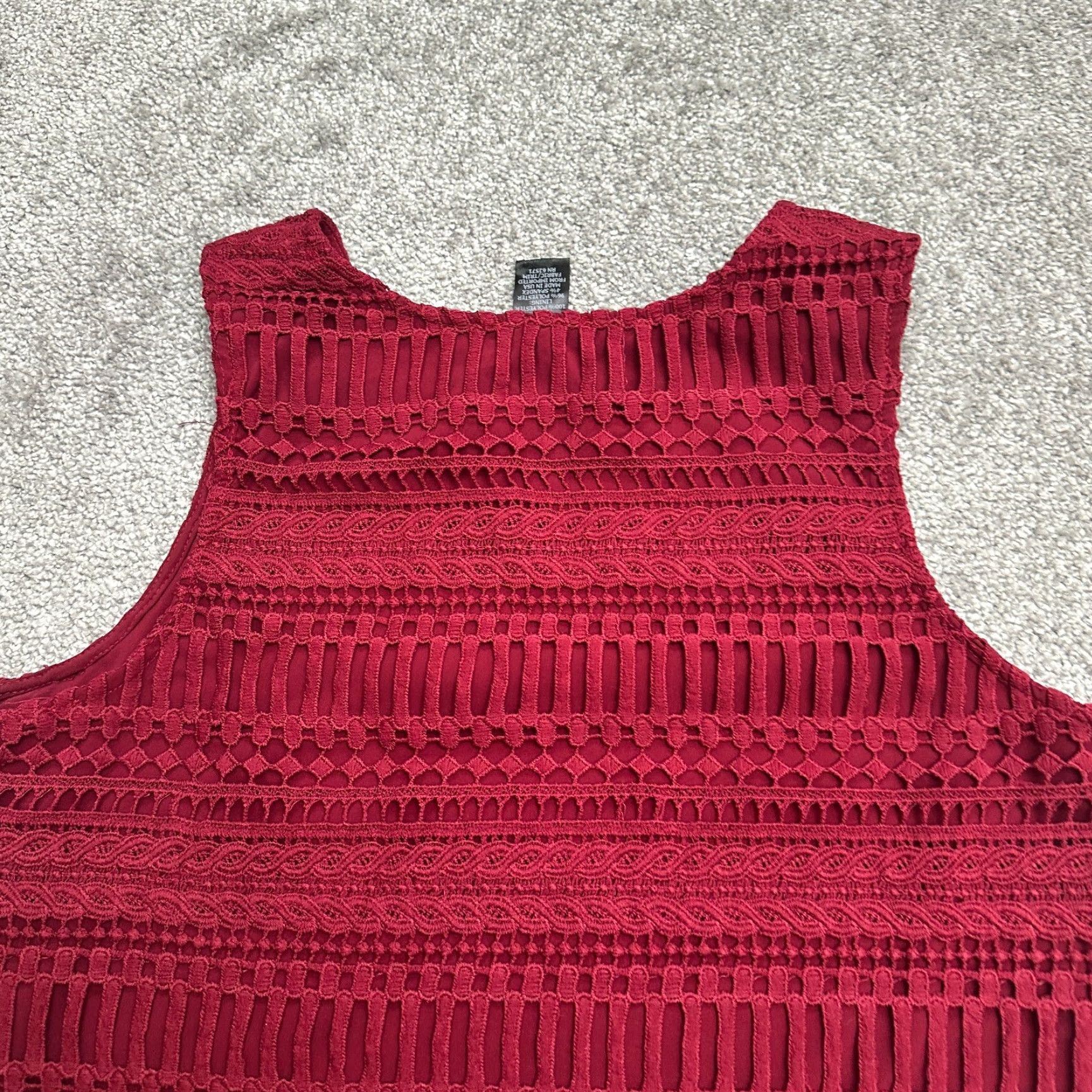 AQUA Aqua Tank Top Womens Large Red Lined Sleeveless Crochet Lace Casual Shirt Styles: Basic, Breathable, Lightweight, Easy Care Size S / US 4 / IT 40 - 3 Thumbnail