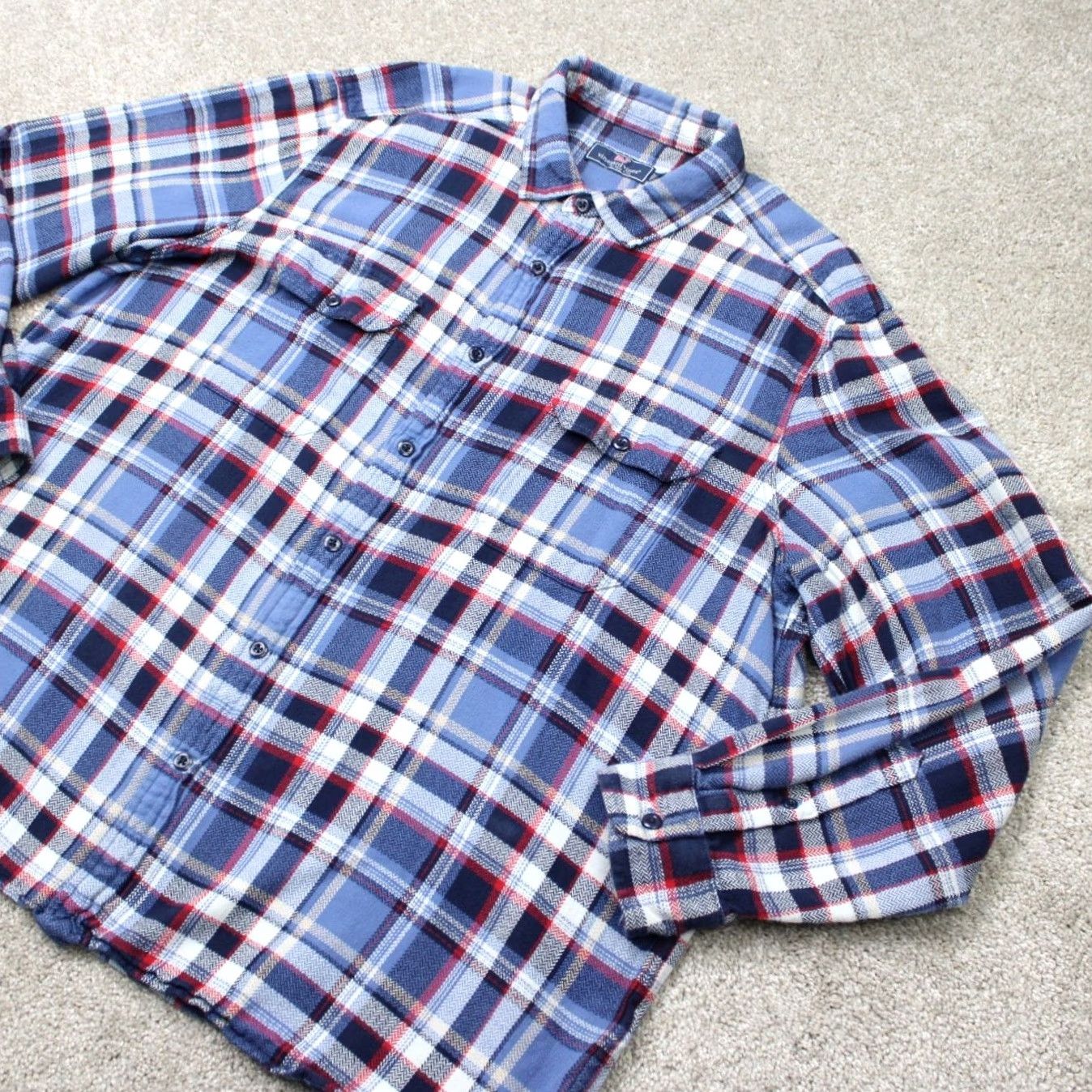 Vineyard Vines Vineyard Vines Shirt Mens 2XL XXL Blue/Red Plaid Flannel 100% Cotton Long Sleeve Button-Up Shirt Mens Size US XXL / EU 58 / 5 - 3 Thumbnail