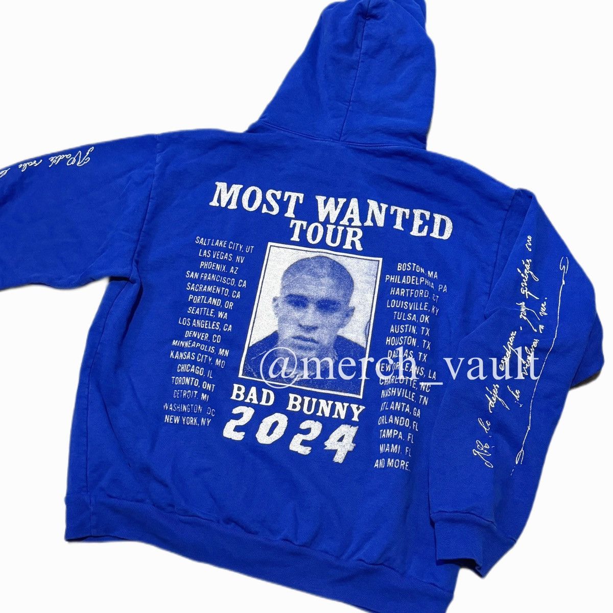 Streetwear Bad Bunny Most Wanted Tour Blue Hoodie Grailed