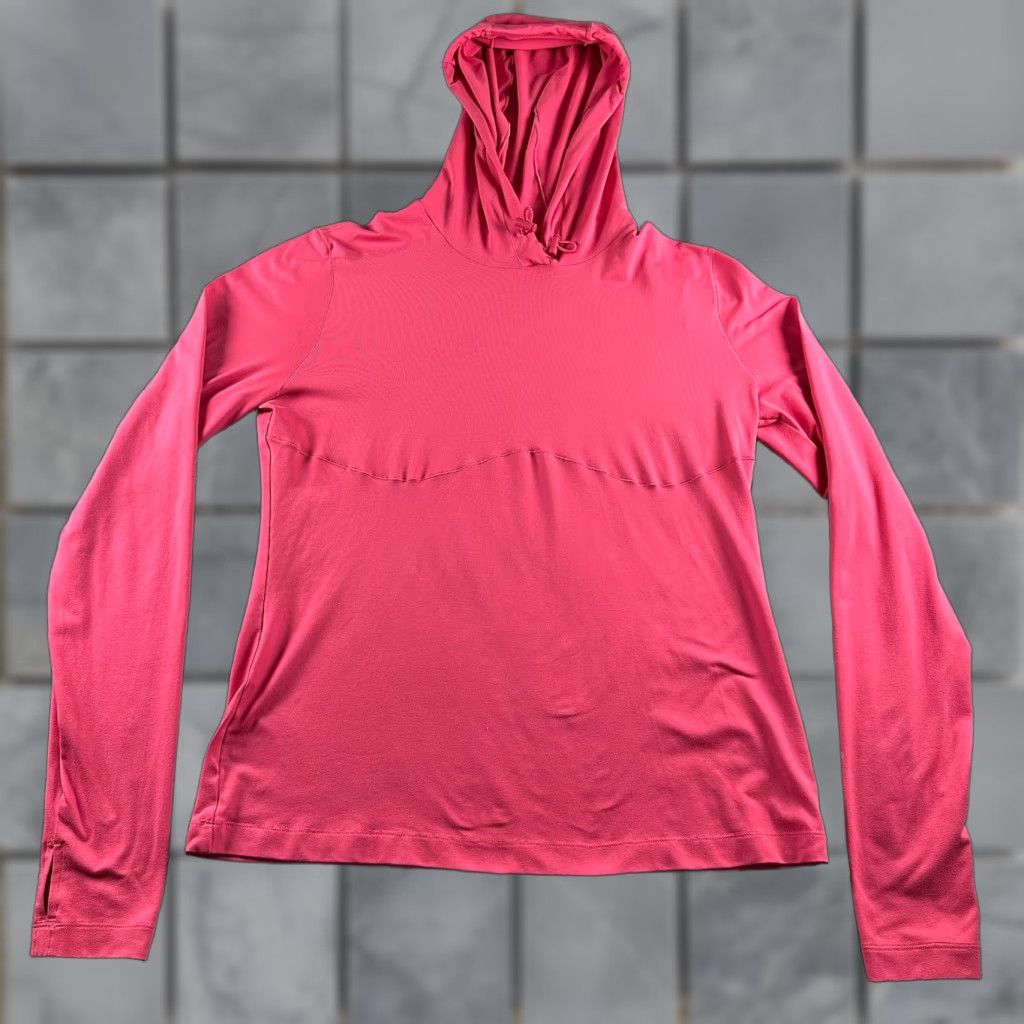 Alo alo Alosoft Hooded Runner Womens L Pink Long Sleeve Lightweight Active Pullover Size L / US 10 / IT 46 - 1 Thumbnail