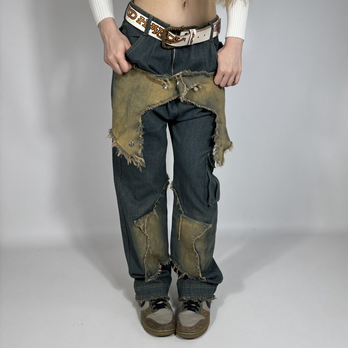 Japanese Brand Vintage Y2K Japanese Patchwork Star Logo Retro Style Jeans Size 29" - 1 Thumbnail