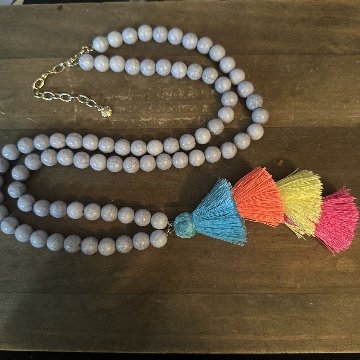 Other BaubleBar marbled gray bead multicolor tassle necklace Size ONE SIZE - 2 Thumbnail