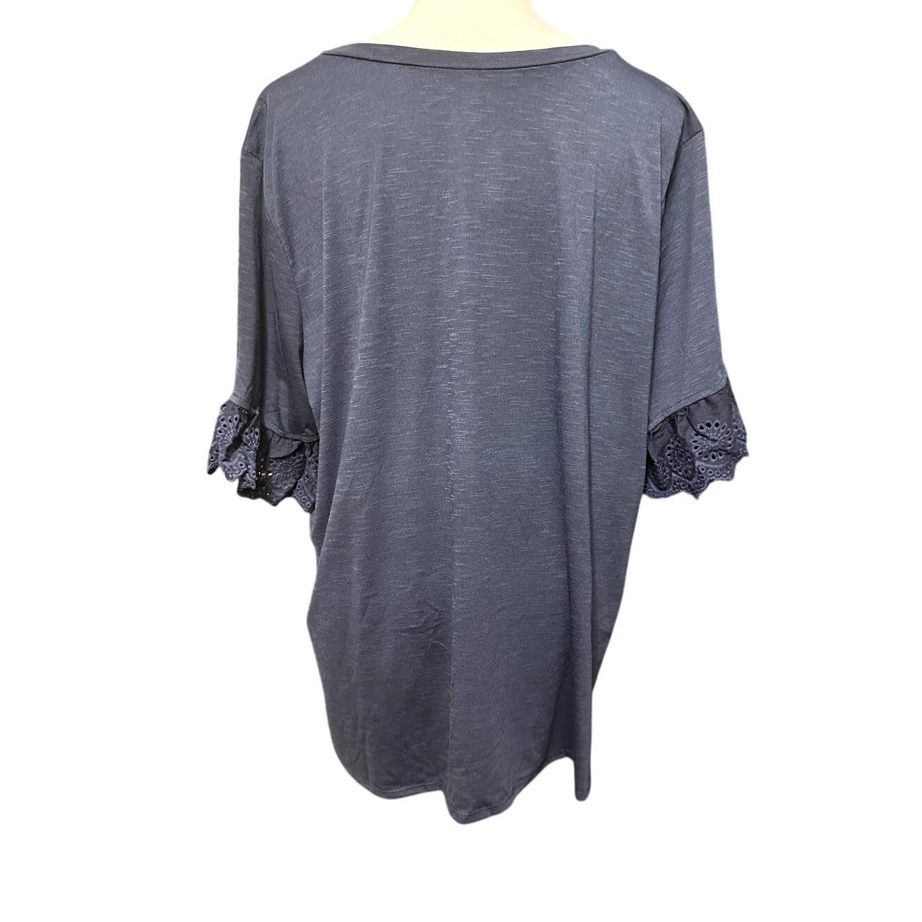 Other NY Collection Blouse Lace Short Sleeves Navy Blue 3X NWT Size 3XL / US 20-22 - 4 Thumbnail