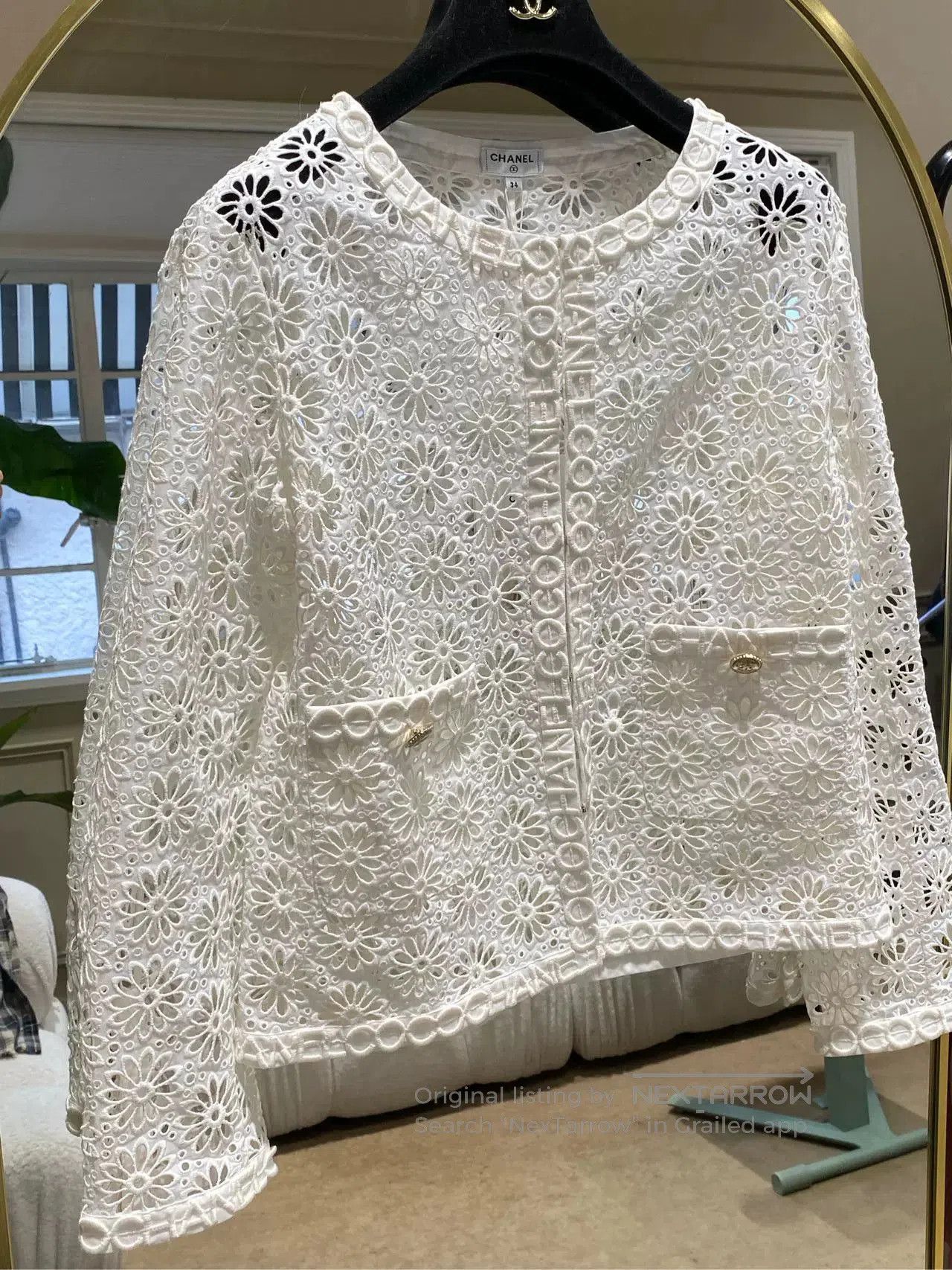 Chanel Chanel 2021 White Openwork Cardigan. Size US XS / EU 42 / 0 - 1 Thumbnail