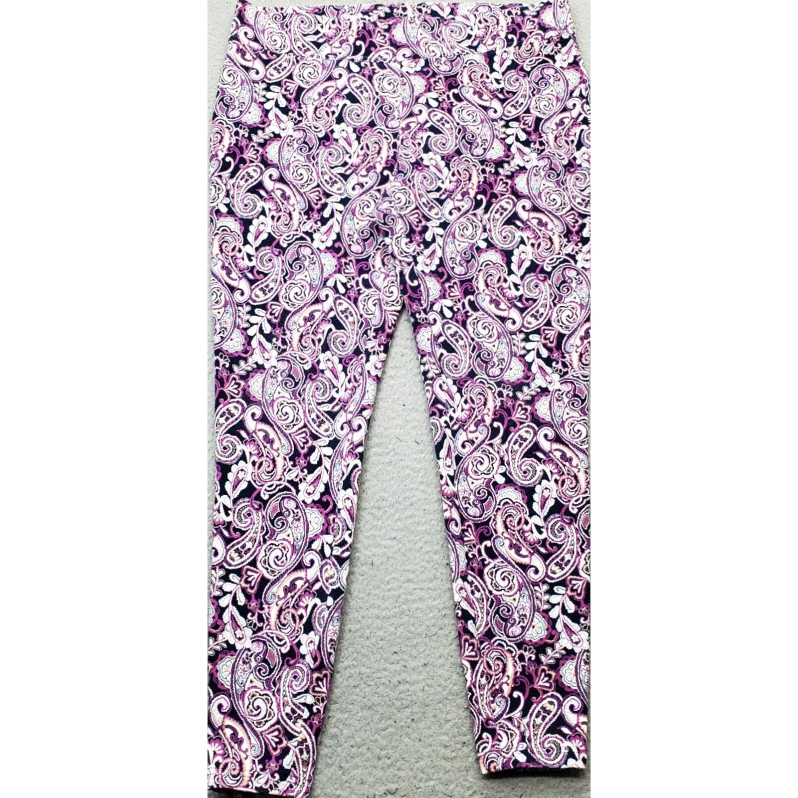 Lands' End Lands' End Womens L Leggings Multi Paisley Print High Waist Shaping Skinny Stretch Size 36" / US 14 / IT 50 - 2 Thumbnail