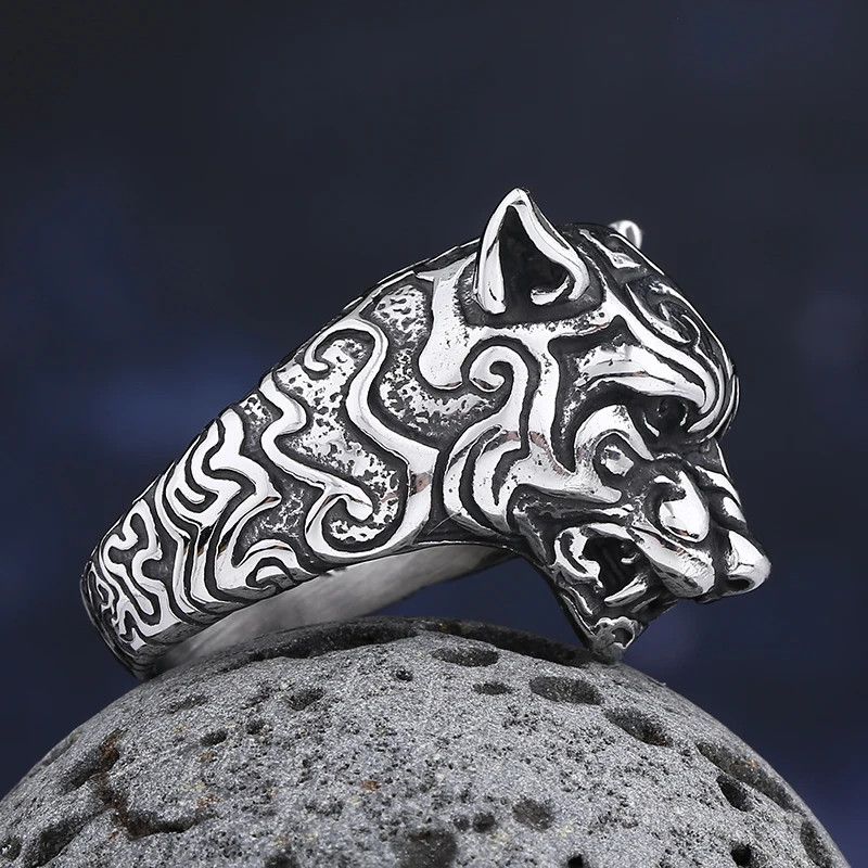 Japanese Brand × Jewelry × Vintage Tiger Head With Pattern Ring Size ONE SIZE - 3 Thumbnail