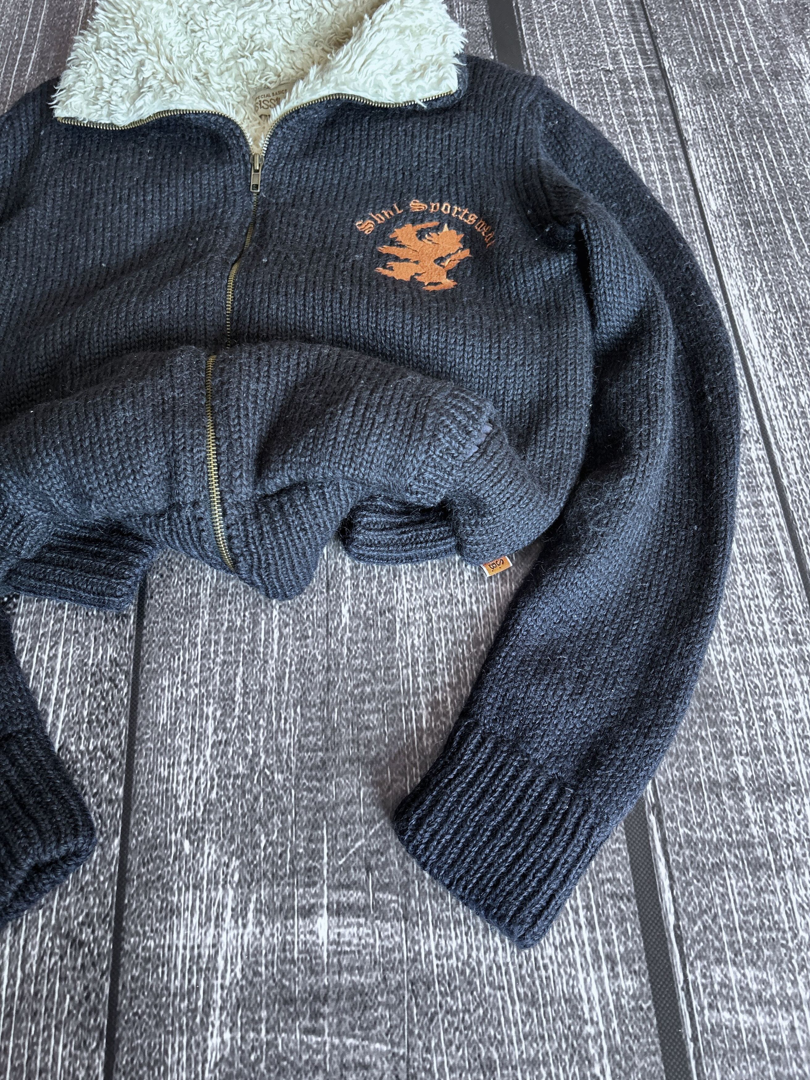 Vintage Sissi Boy Navy Knit Sherpa Lined Zip Sweater Jacket Size US S / EU 44-46 / 1 - 3 Thumbnail