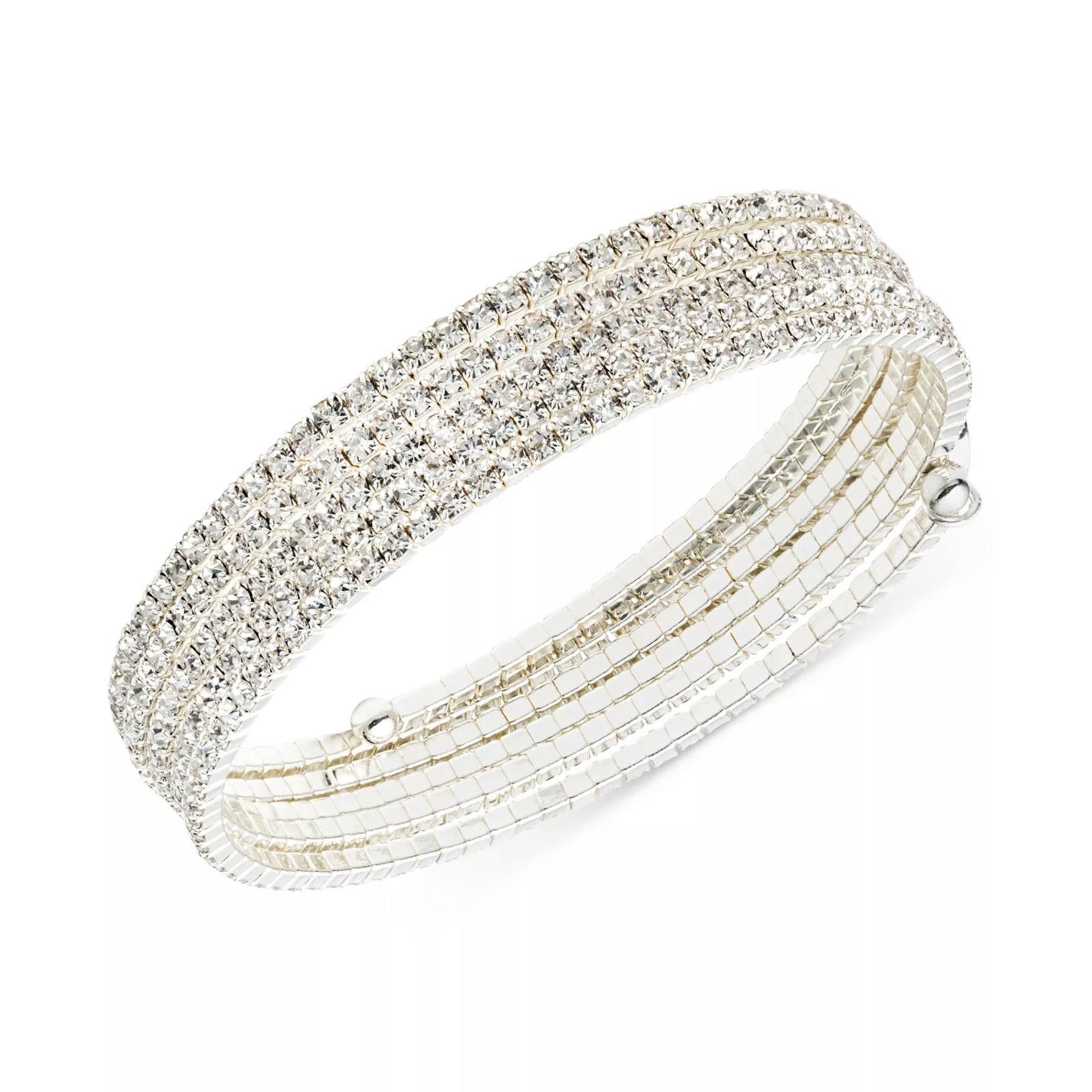 Other Anne Klein Multi-Row Rhinestone Flex Bracelet – Silver-Tone Size ONE SIZE - 2 Thumbnail