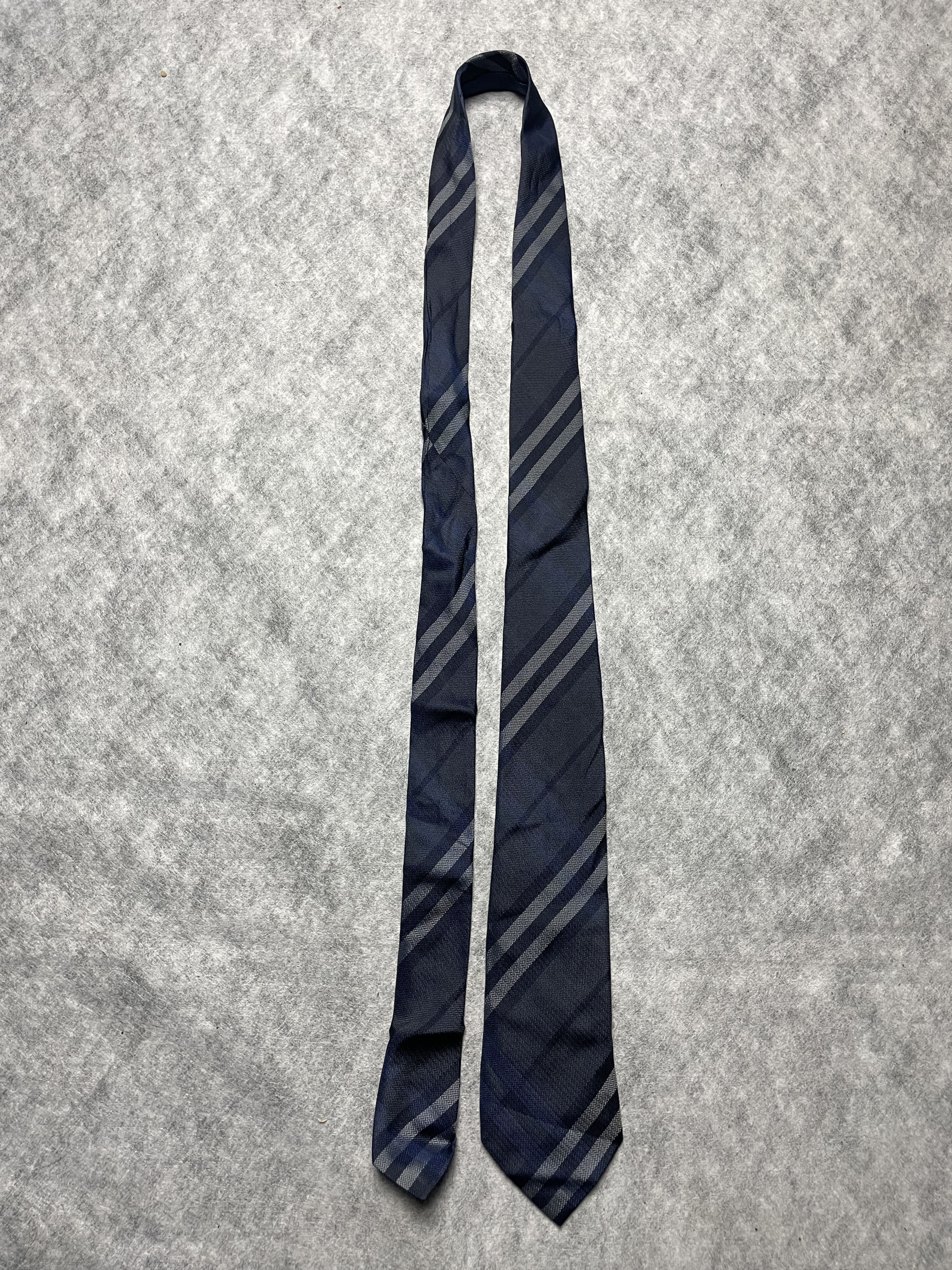 Burberry Burberry London Gray Blue Striped Plaid Silk Mens Tie Size ONE SIZE - 8 Thumbnail