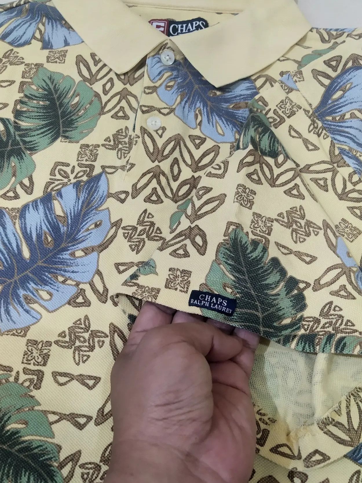 Chaps Ralph Lauren CHAPS Ralph Lauren '90s Tropical Leaf All-Over Print Polo Size US XXL / EU 58 / 5 - 4 Thumbnail