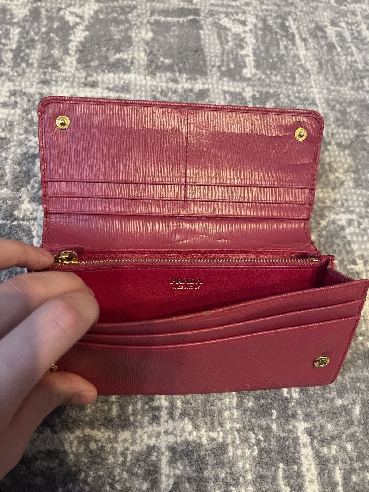 Prada Prada Pink Saffiano Long Bifold Wallet Size ONE SIZE - 2 Thumbnail