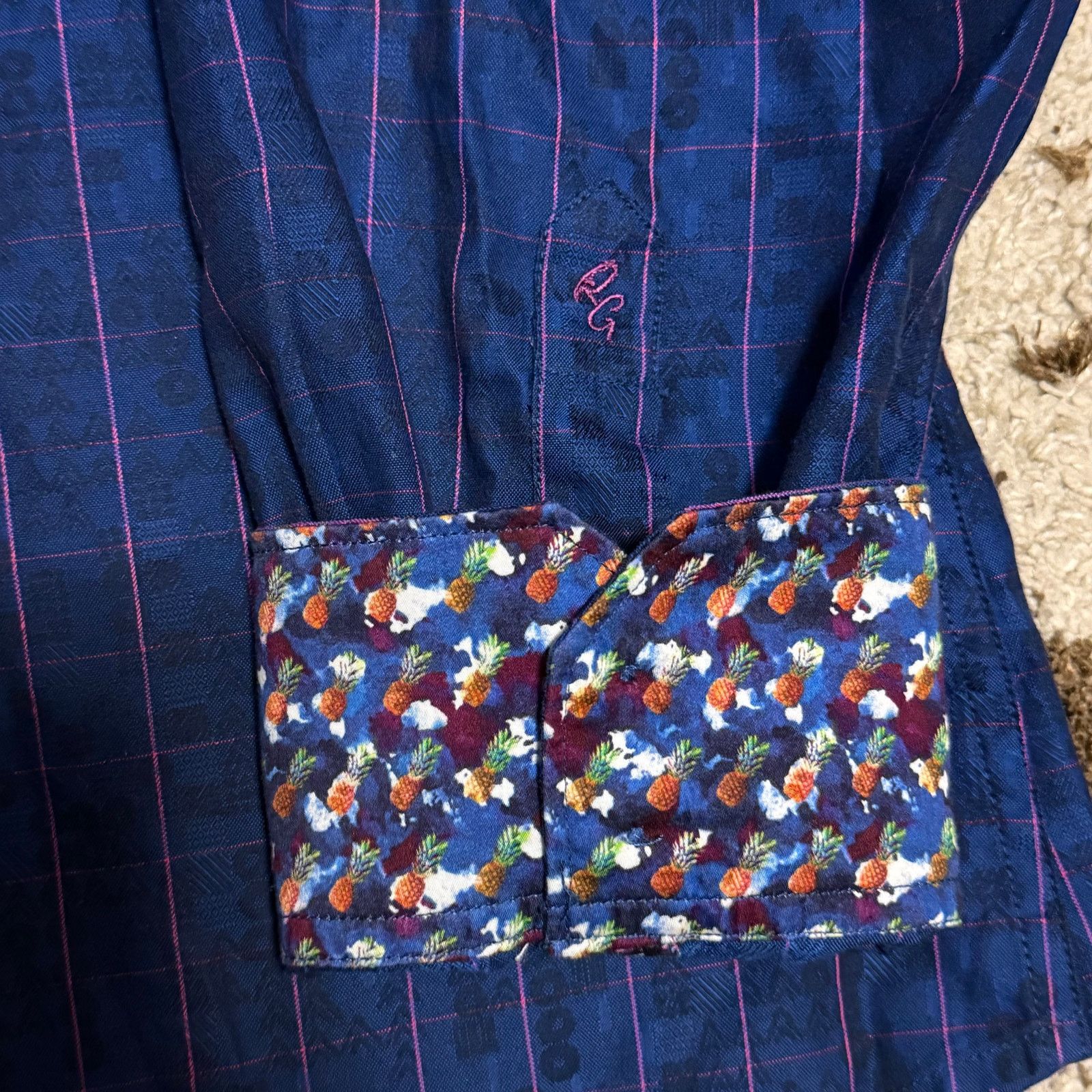 Robert Graham Robert Graham Pineapple Flip Cuff Windowpane Shirt Size 2XL Size US XXL / EU 58 / 5 - 2 Thumbnail