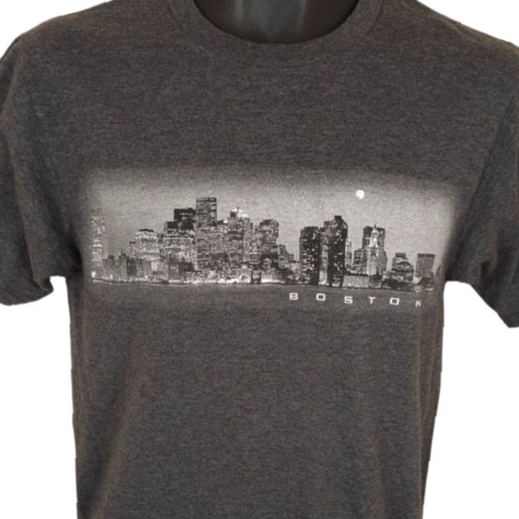 Port & Company Boston T Shirt Mens Size Small Gray City Skyline Massachusetts Cityscape Size US S / EU 44-46 / 1 - 2 Thumbnail