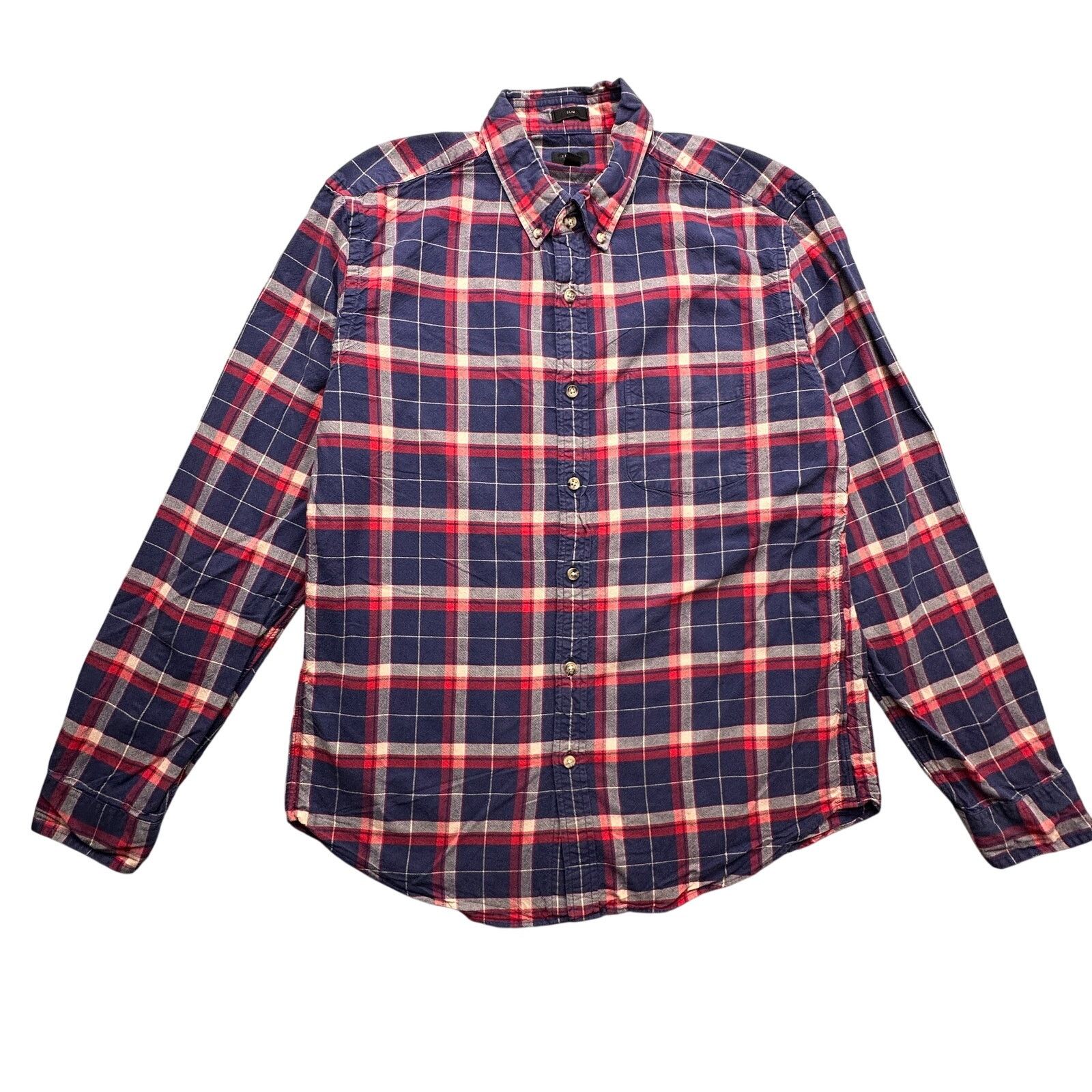 J.Crew J. Crew Mens Oxford Shirt Large Slim Blue Button Down Plaid Size US L / EU 52-54 / 3 - 1 Thumbnail