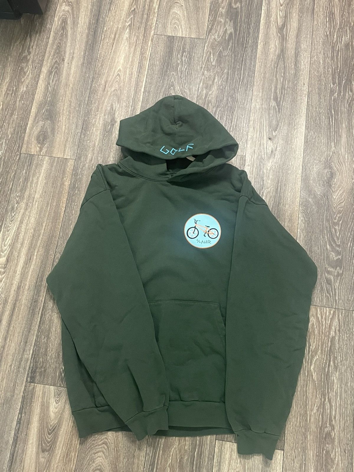 image of Golf Wang Golf 10 Year Anniversary Wolf Slater Hoodie in Green, Men's (Size 2XL)