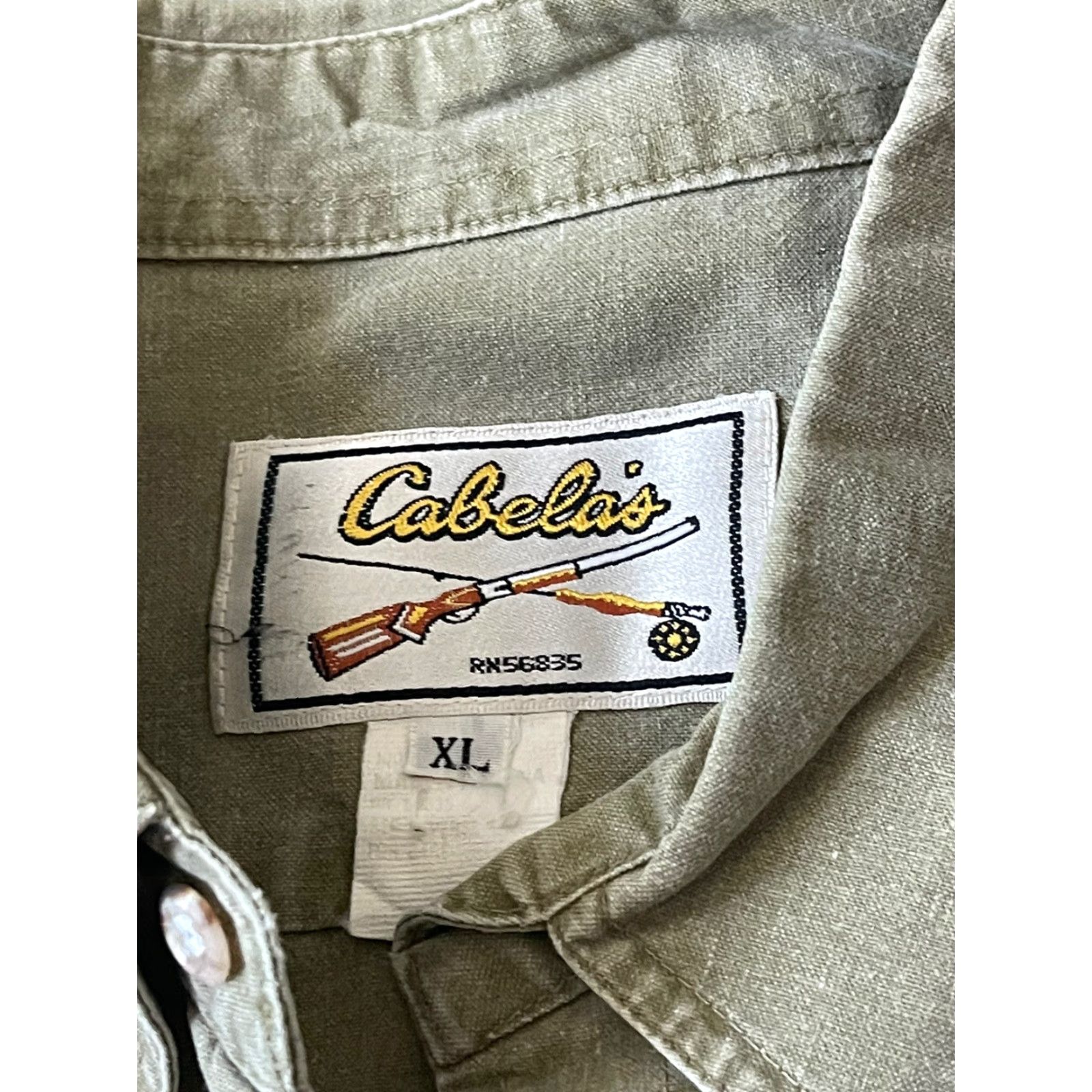 VINTAGE Cabela's Shirt Button-Up Long Sleeve Men XL Brown Outdoor Pockets Corduroy? (Note: original has Cotton, Solid pattern)