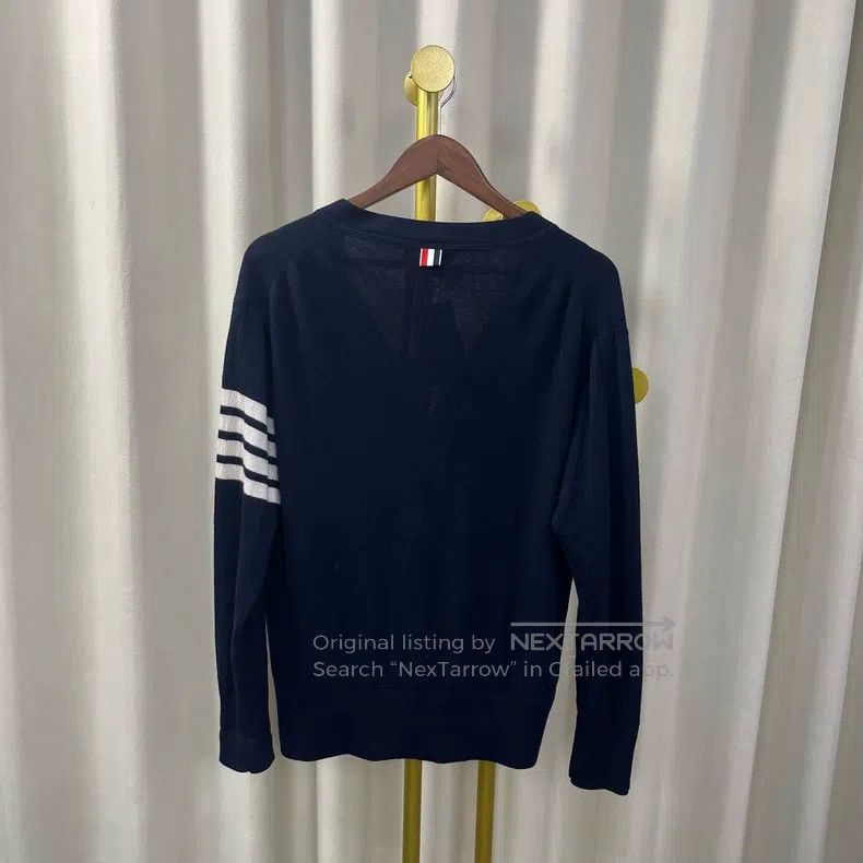 Thom Browne Thom Browne Navy Classic Four-Stripe Cardigan Size US S / EU 44-46 / 1 - 2 Thumbnail