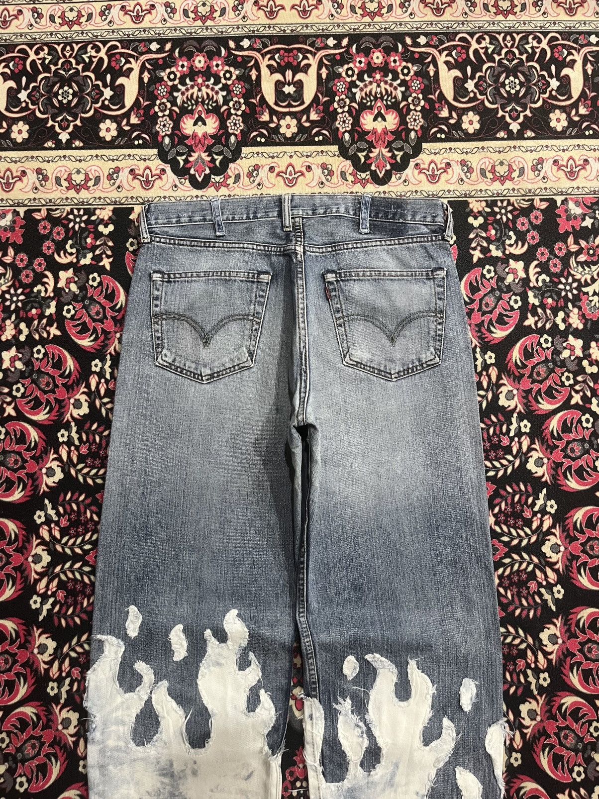 Levi's Vintage Levi’s 503 Reworked White Bleached Flames Jeans Size US 34 / EU 50 - 6 Thumbnail