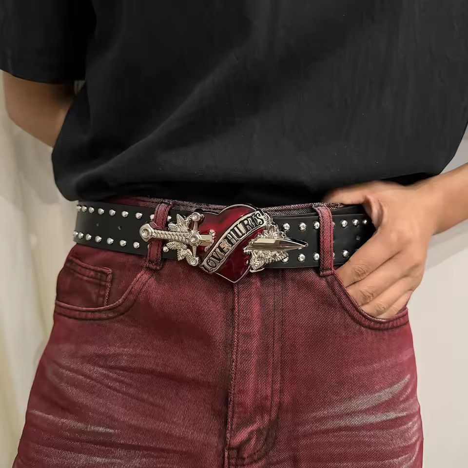 Japanese Brand Y2k sword heart red style belt Size 32 - 6 Thumbnail