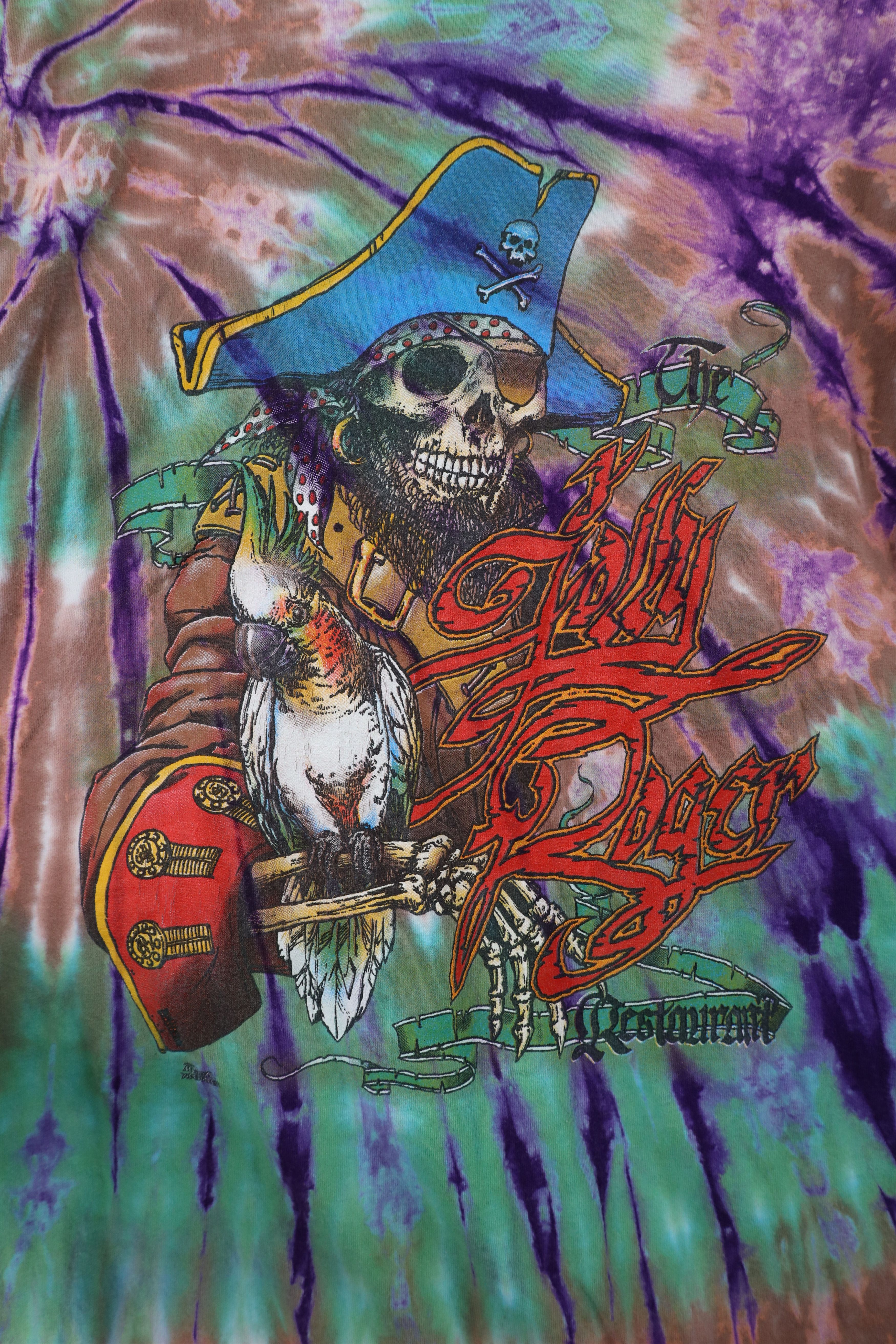 Vintage Vintage 90s Streetwear Roger Pirate Acid Wash T-Shirt USA Size US XL / EU 56 / 4 - 8 Thumbnail