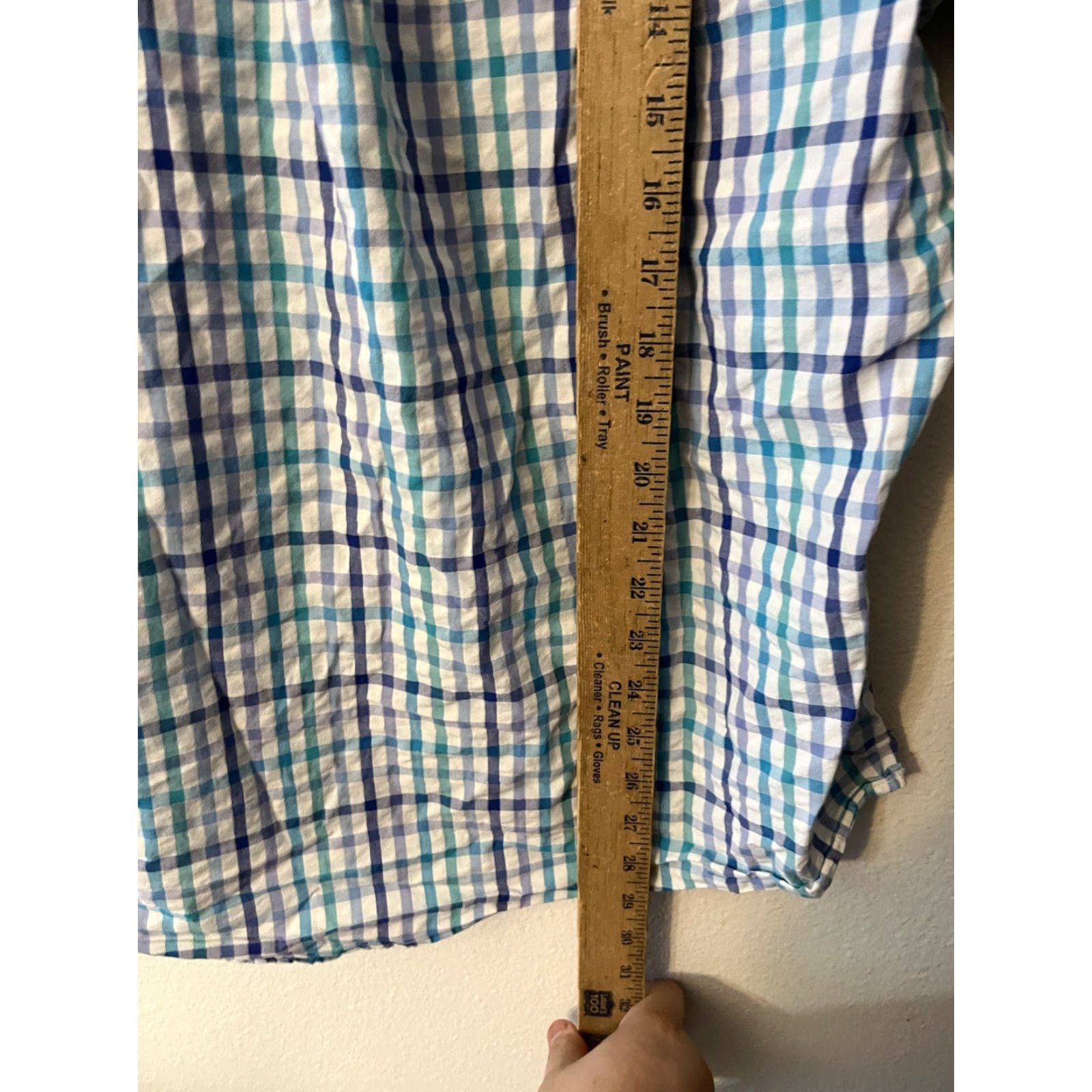 Lands' End VINTAGE Lands' End Button-Down Shirt Men Large Blue Gingham Short Sleeve 16.5" Plaid Casual Cotton Mens Size US L / EU 52-54 / 3 - 4 Thumbnail
