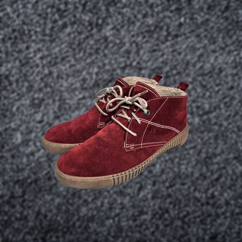 Vintage VINTAGE Josef Seibel Chukka Boots Women’s Sz 41 Red Suede Sherpa Lined Ankle Leather Insole Warm Indoor Outdoor Bohemian 90s? No, not N/A Size US 8 / IT 38 - 1 Thumbnail