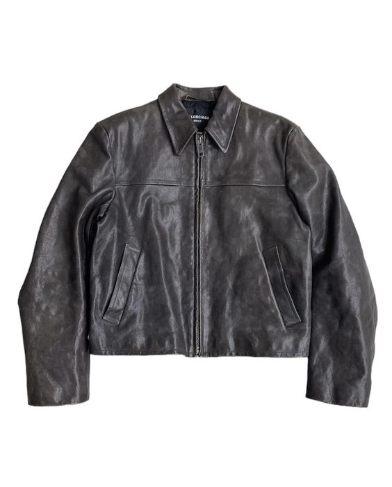 Balenciaga RUNWAY 2021 Unifit Dirty Leather Jacket Grailed