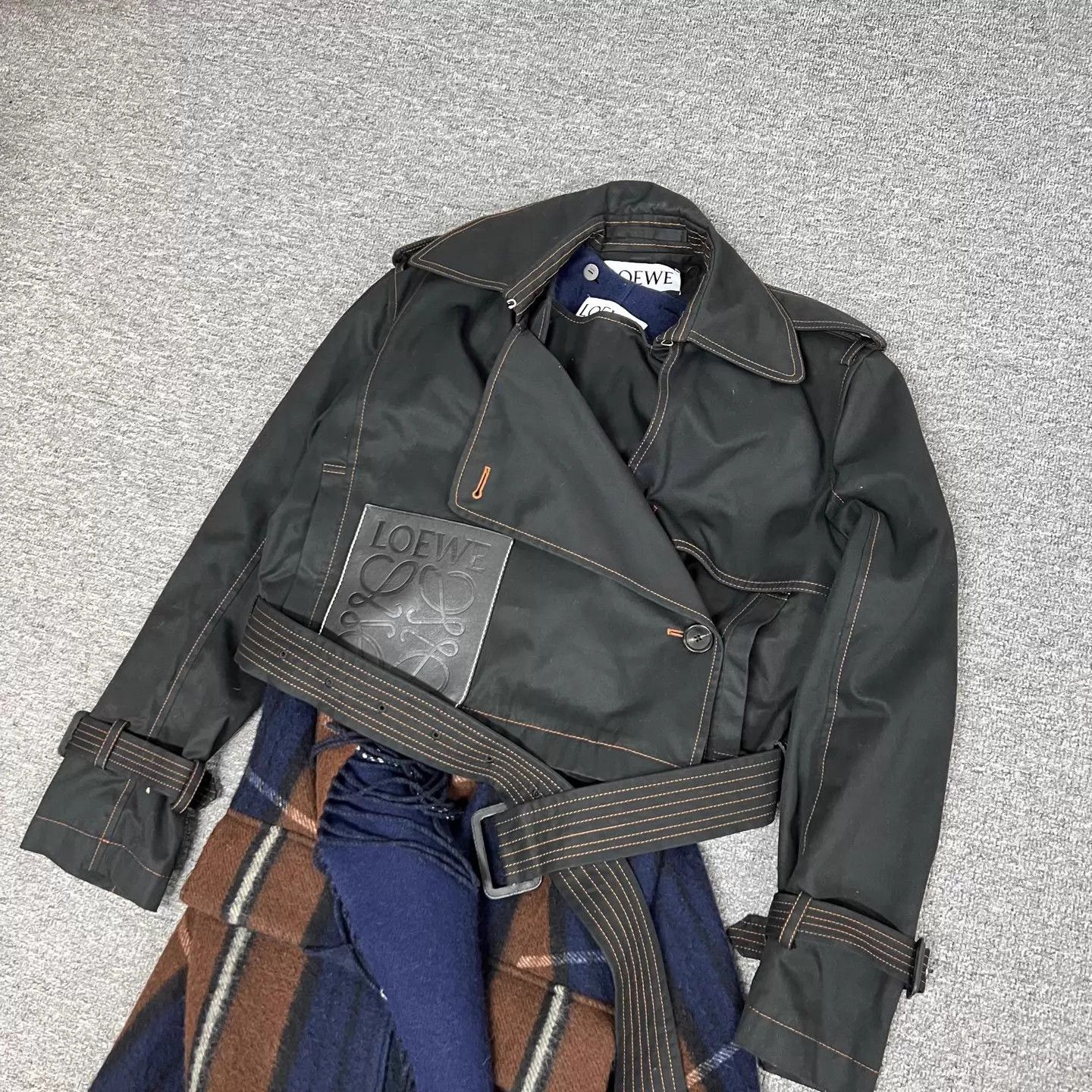 Loewe Loewe 2pc check fringe wool overcoat & leather Jkt 36 Size XS / US 0-2 / IT 36-38 - 4 Thumbnail