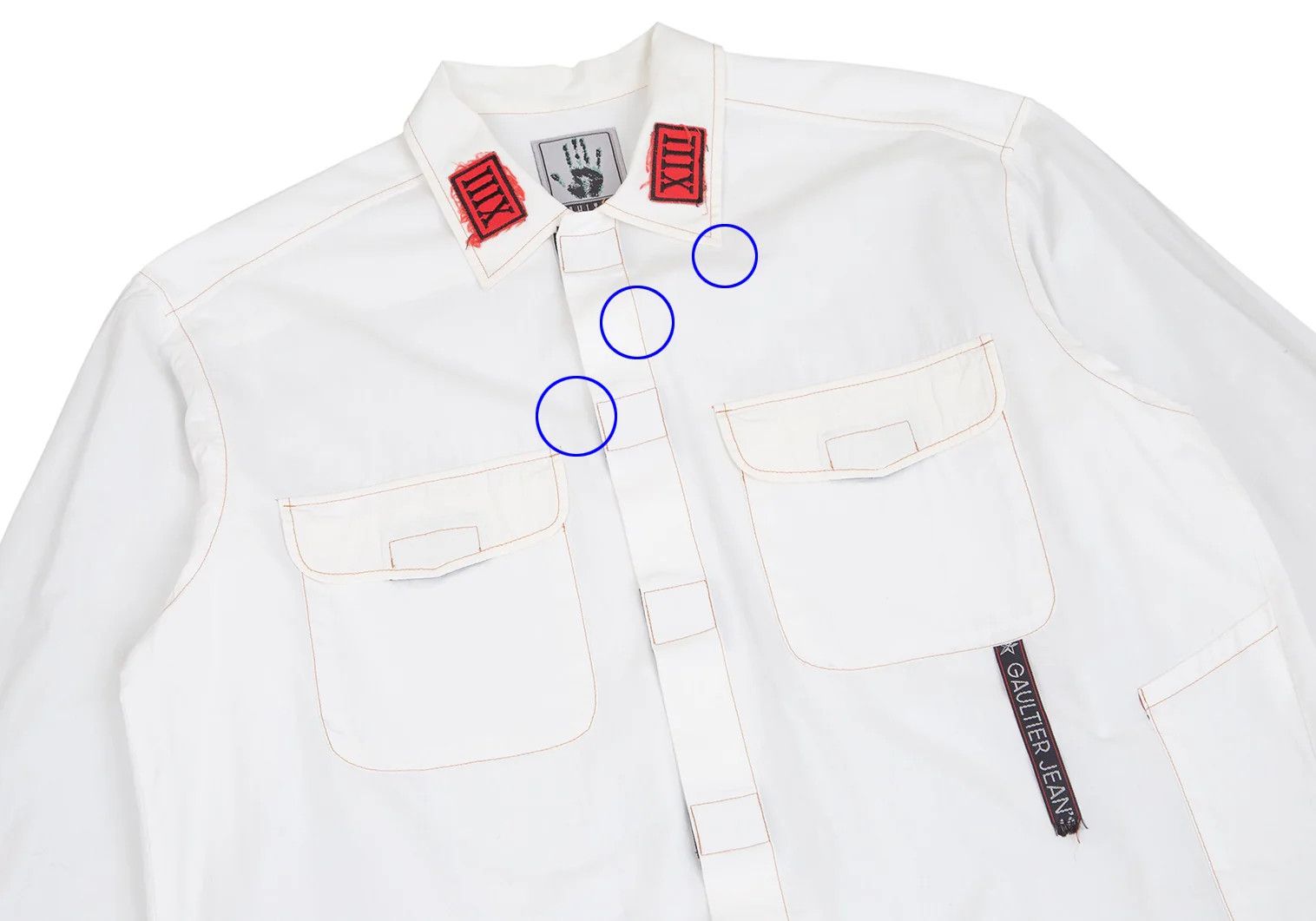 Jean Paul Gaultier Velcro Pocket Design Shirt in White Size 40 Size US XXS / EU 40 - 2 Thumbnail