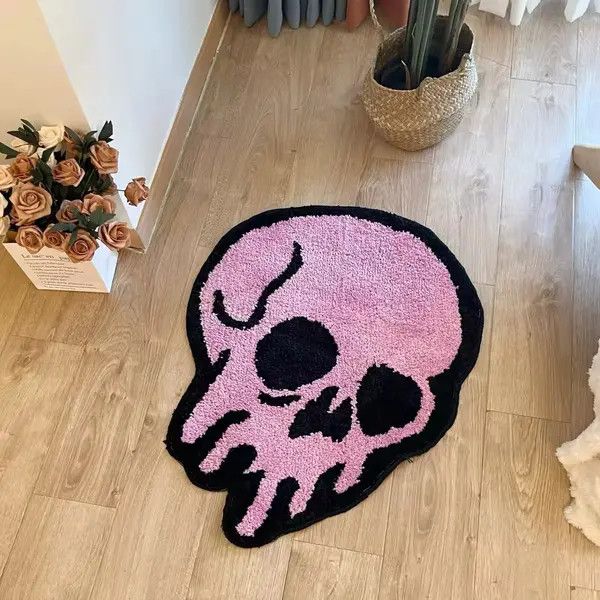 Japanese Brand Hamaoka x Asada Pink Melting Skull Tufting Rug Size ONE SIZE - 6 Thumbnail