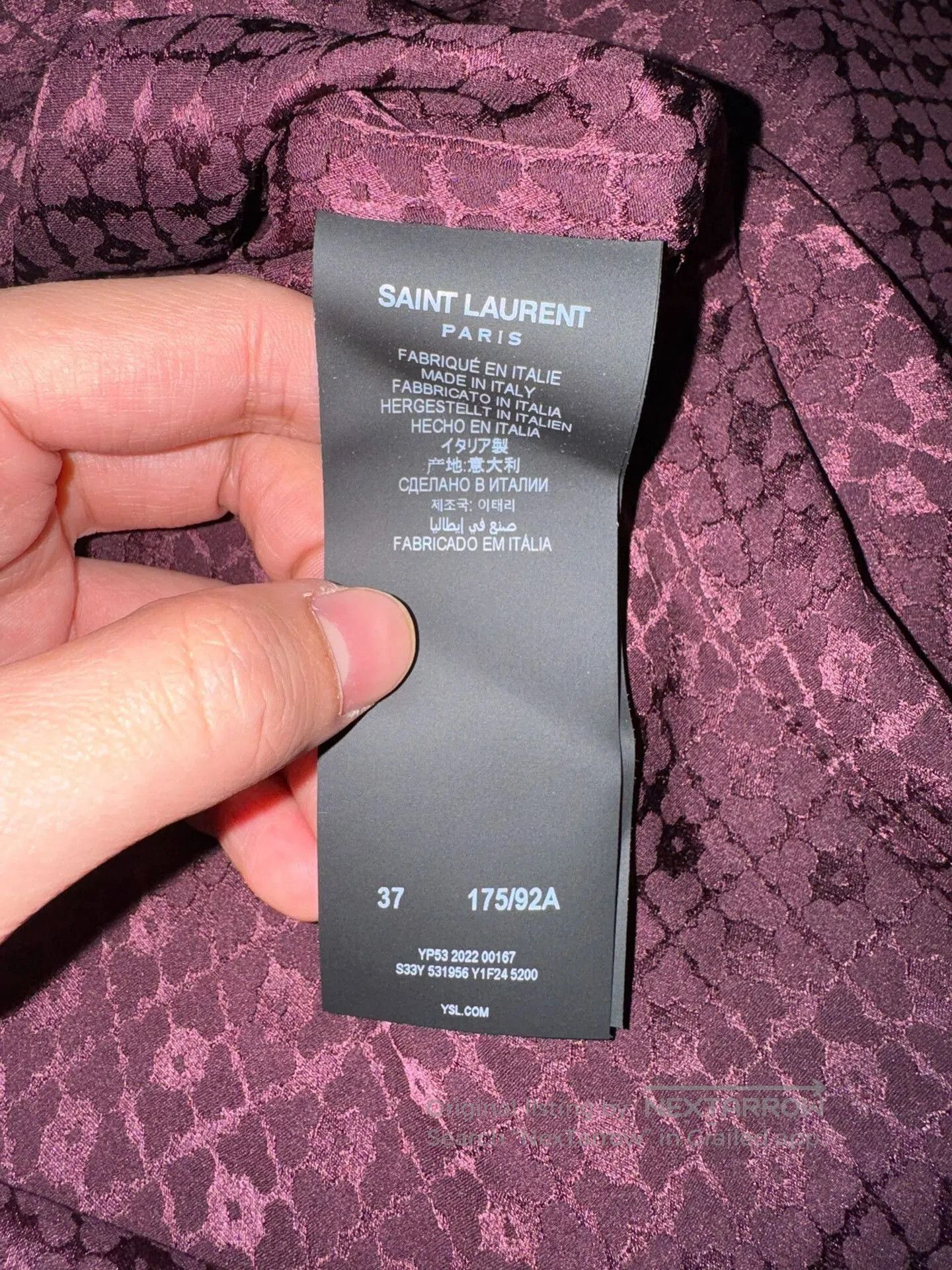 Saint Laurent Paris Saint Laurent Embossed Silk Shirt. Size XS / US 0-2 / IT 36-38 - 3 Thumbnail