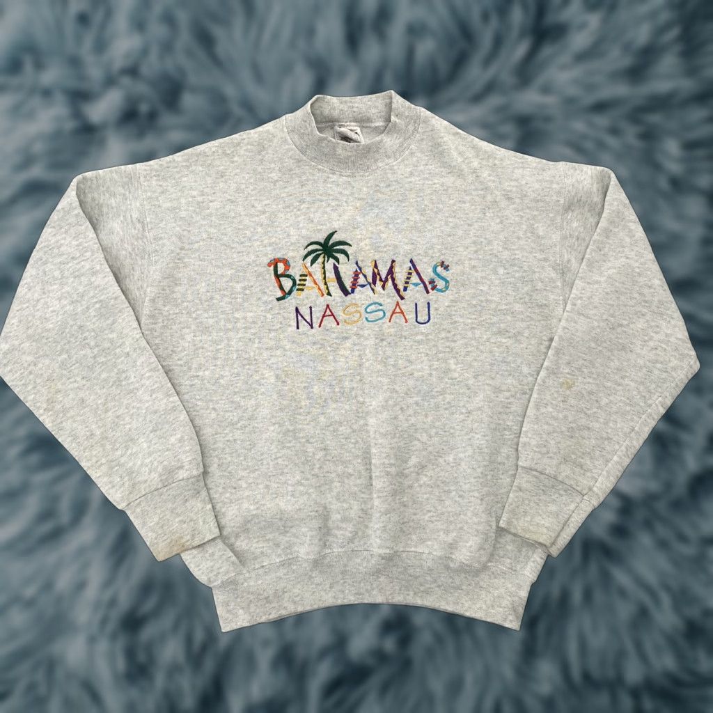 Fruit Of The Loom VINTAGE Fruit of the Loom Bahamas Nassau Men's Sweatshirt Pullover Crew Neck Embroidered 90s Gray All Seasons M Size US M / EU 48-50 / 2 - 1 Thumbnail