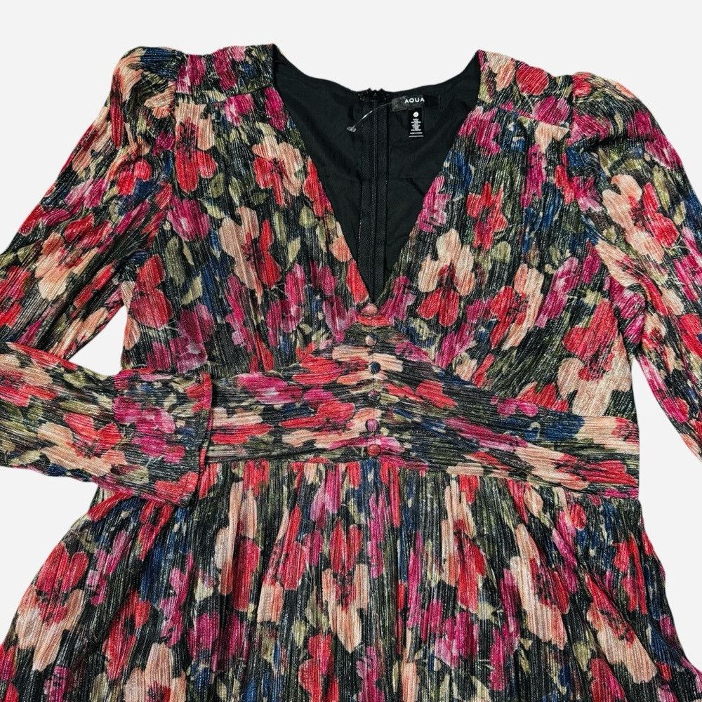 AQUA New AQUA Long Sleeve Metallic Floral Mini Dress Size XL Size XL / US 12-14 / IT 48-50 - 5 Thumbnail