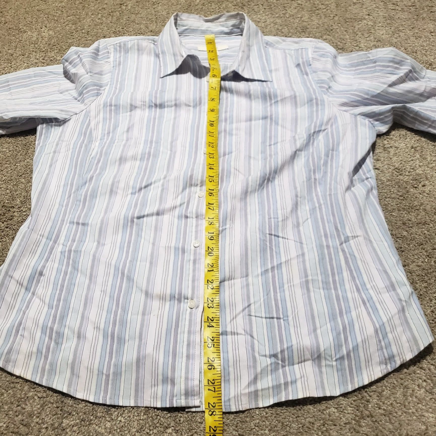 Merona Merona Shirt 3/4 Sleeve Button-Up Striped Top Women 18W Blue White Multicolor Casual Spring Summer Size XXL / US 16-18 / IT 52-54 - 6 Thumbnail
