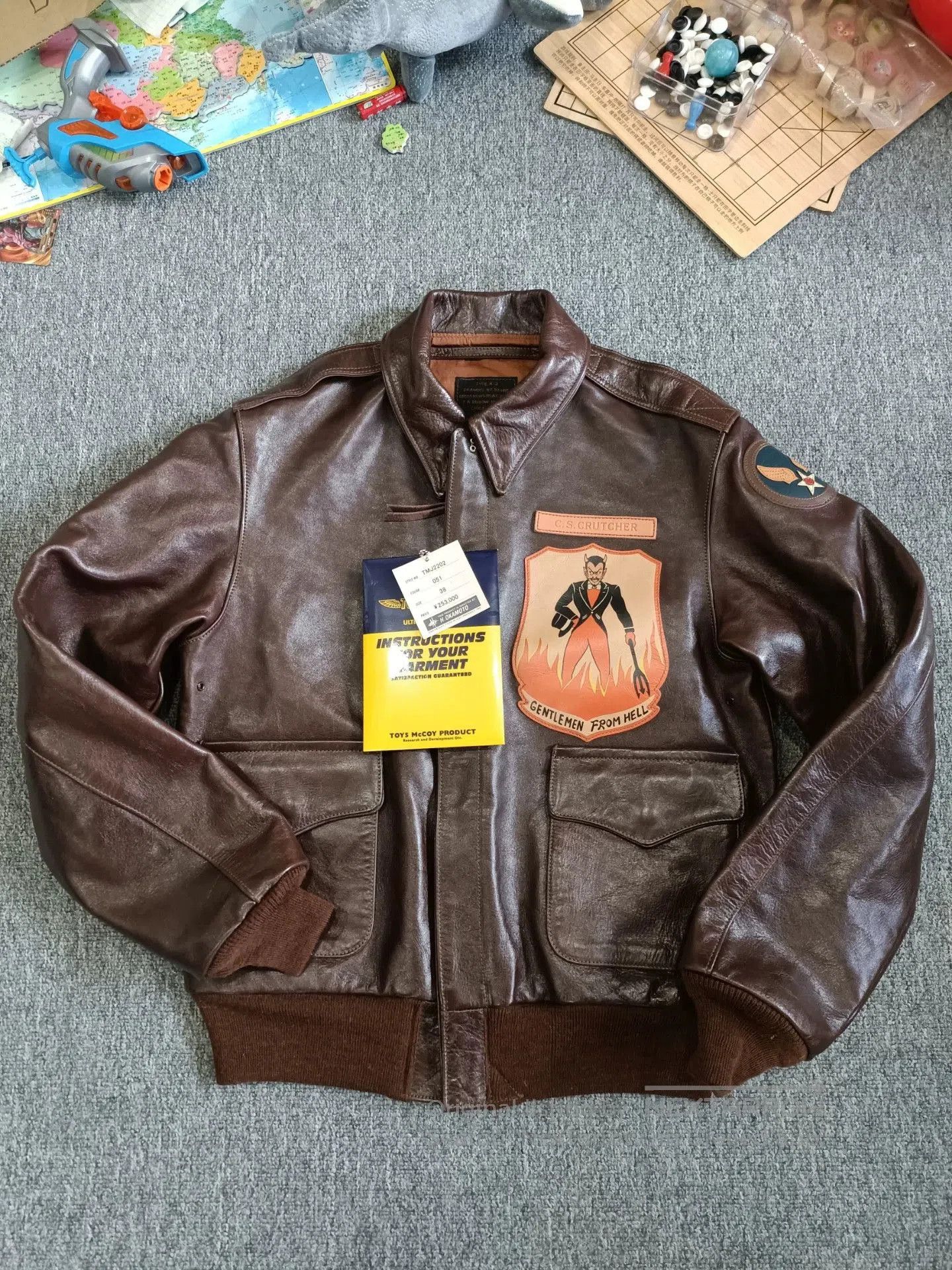 TOYS McCOY McCoy A2 Hell Gentleman Leather Jacket. Size US S / EU 44-46 / 1 - 2 Thumbnail
