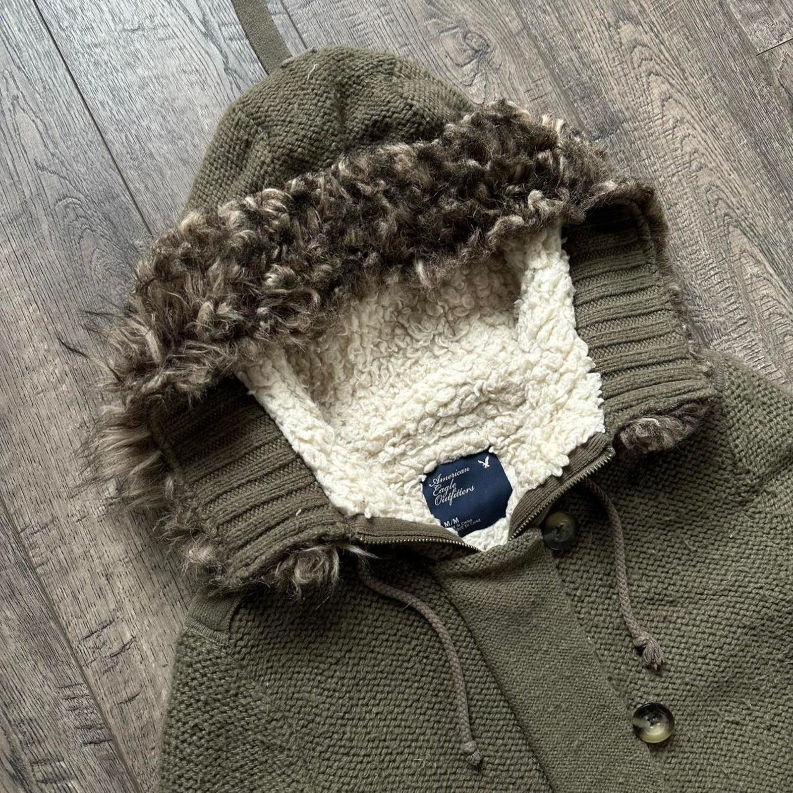 American Eagle Outfitters × Vintage Vintage Y2K Knit Fur American Eagle Zip Up Sweater Hoodie Size M / US 6-8 / IT 42-44 - 4 Thumbnail