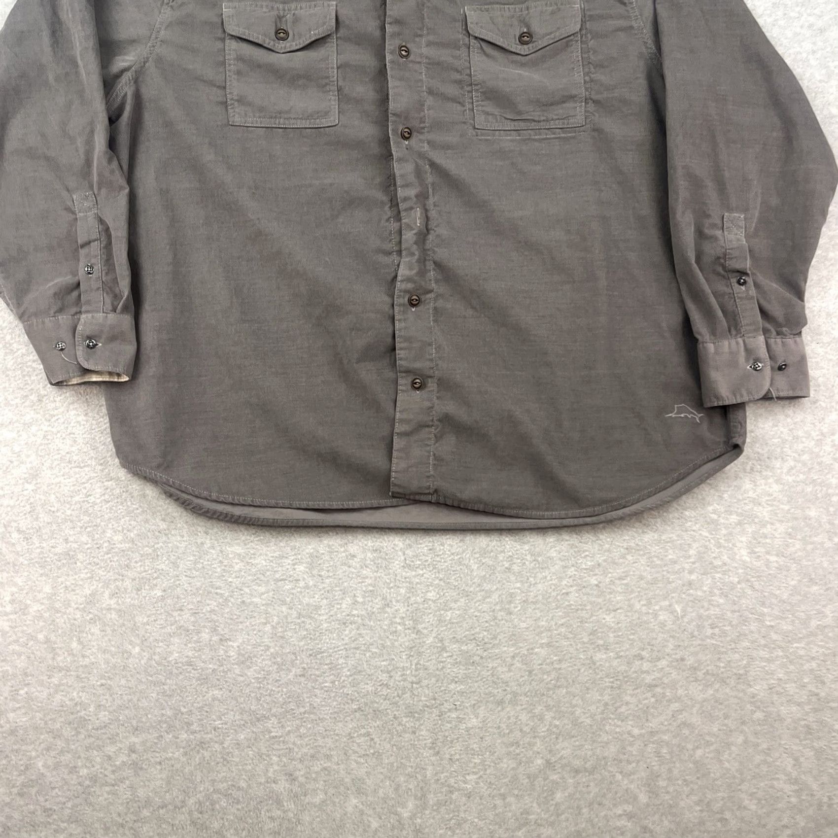 Tommy Bahama Tommy Bahama Corduroy Cord Shirt Mens 2XB Grey Gray Preppy Button Up Pockets EUC Size US XXL / EU 58 / 5 - 2 Thumbnail