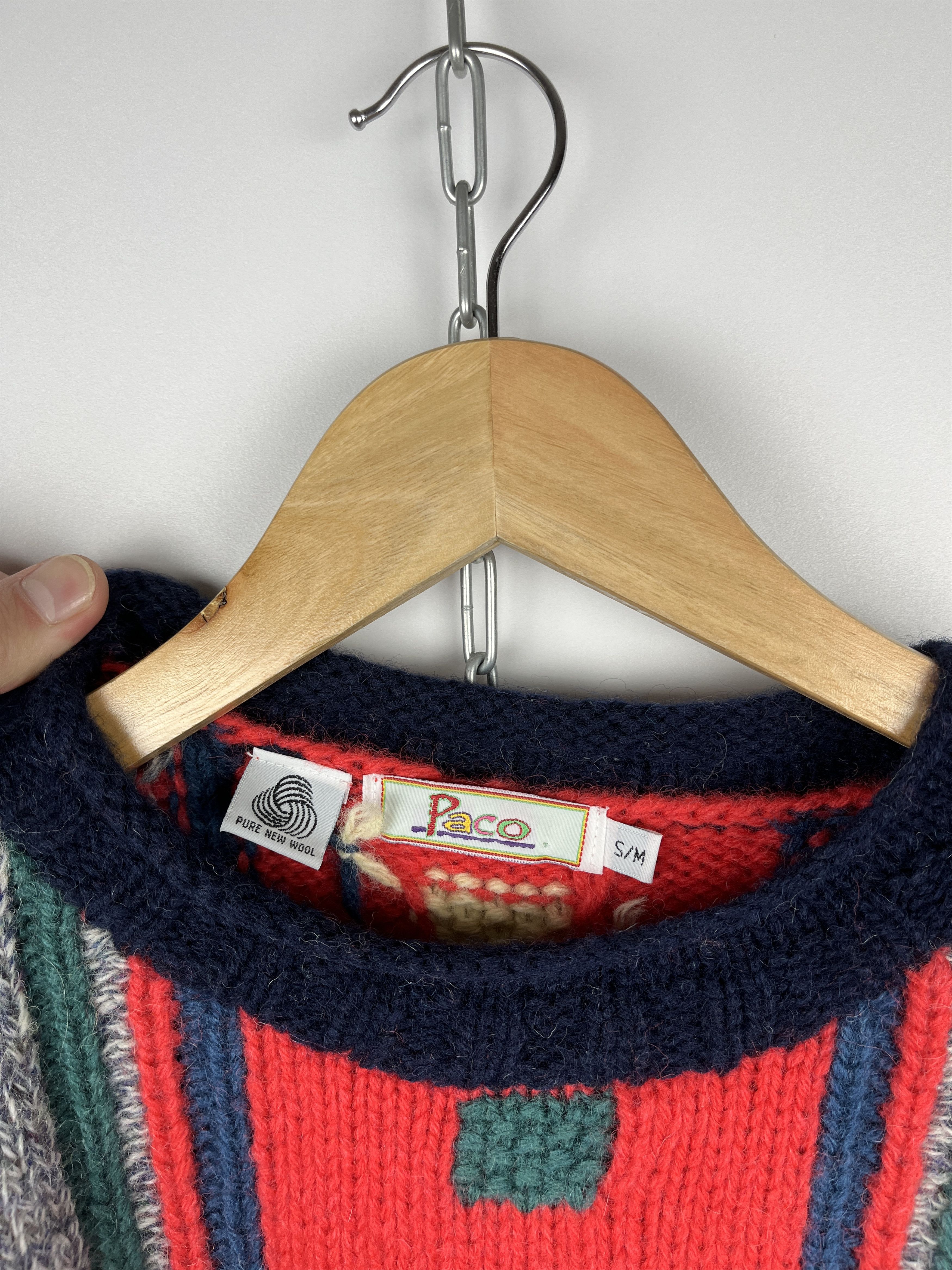 Vintage PACO Geometric Abstract Wool Knit Sweater Size S/M Christmas Size US S / EU 44-46 / 1 - 5 Thumbnail